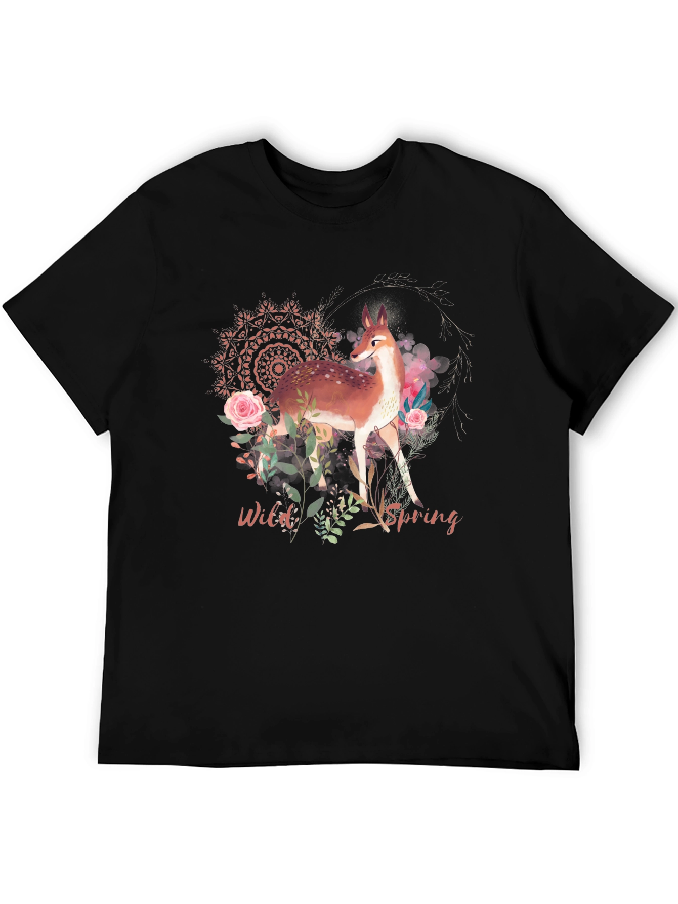 Black Wild Spring Deer Graphic Tee view 5
