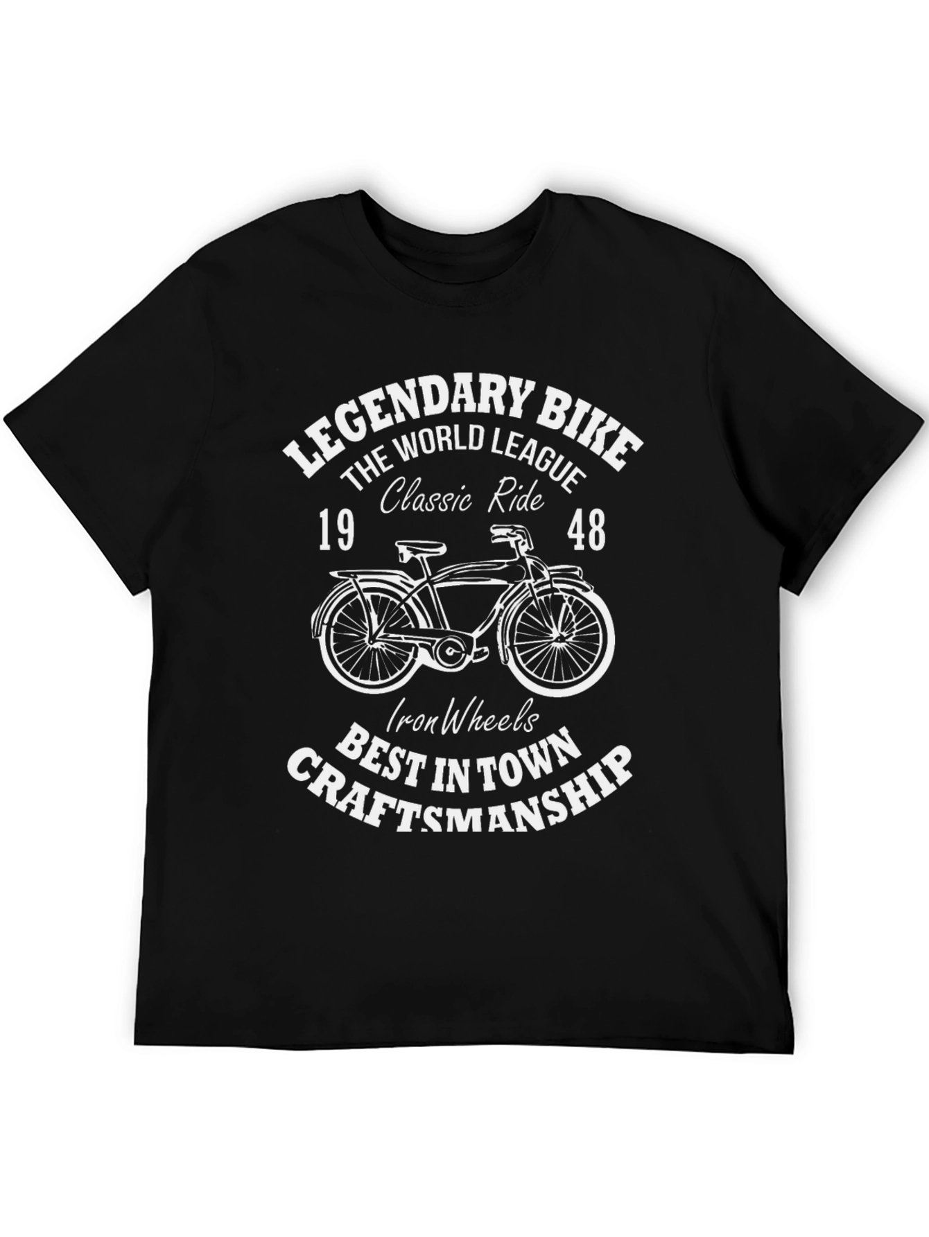 Black Legendary Bike 1948 Graphic Tee - Classic Ride T-Shirt view 5