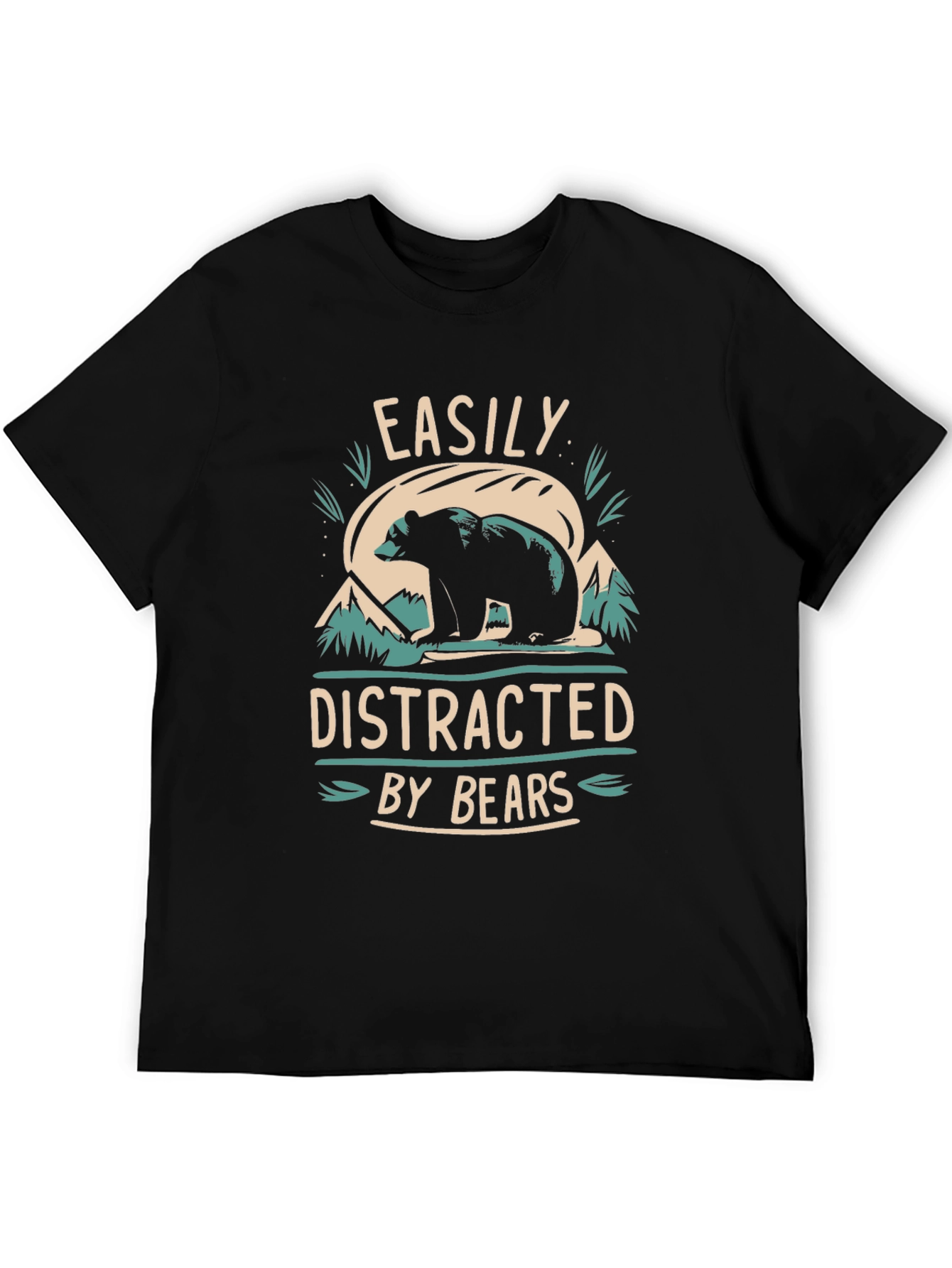 Black Easily Distracted By Bears Graphic T-Shirt view 5