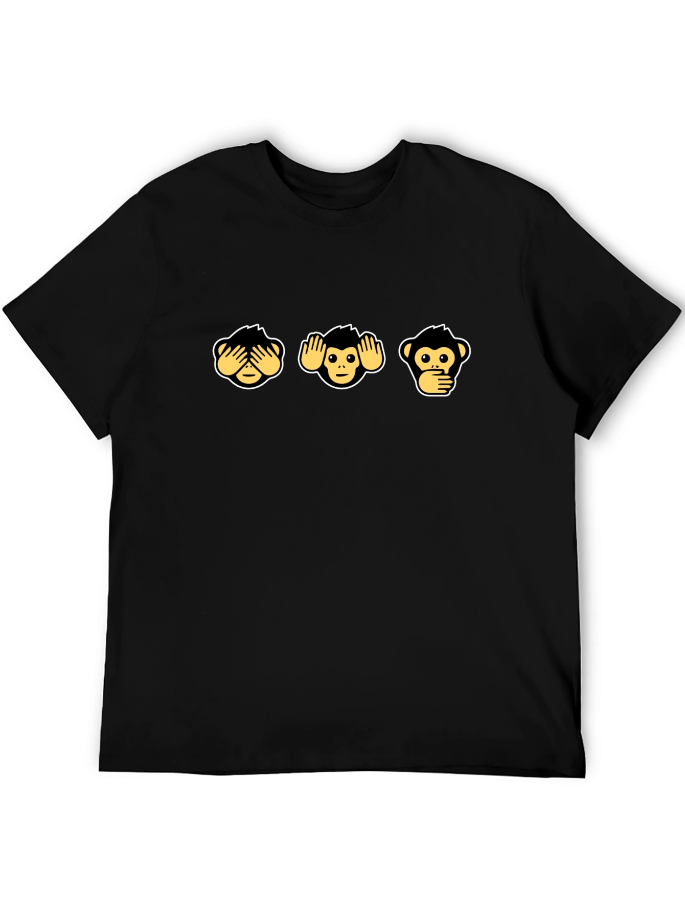 Black Three Wise Monkeys Graphic Tee - Hear, See, Speak No Evil view 5