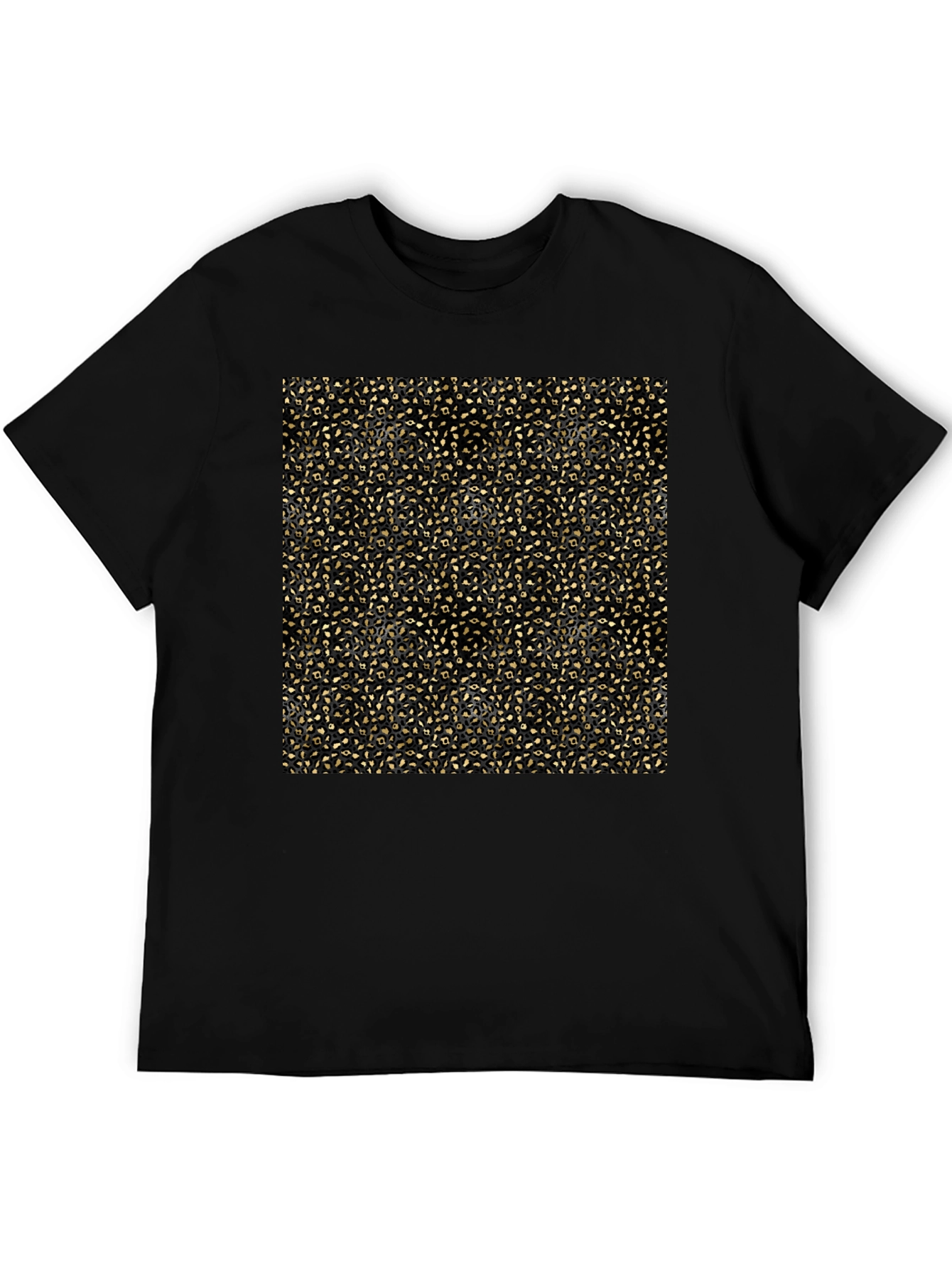 Black Elegant Gold Pattern Black T-Shirt view 5
