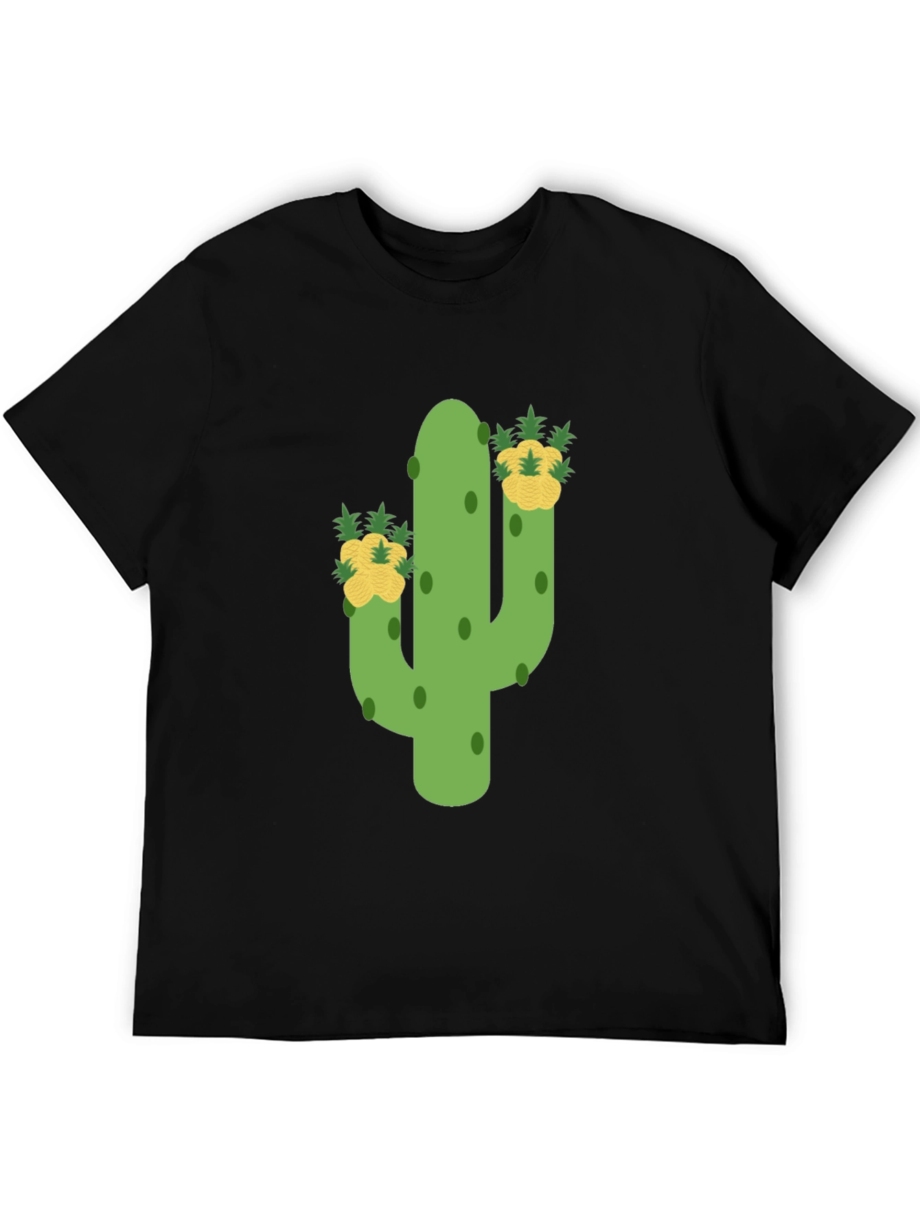 Black Cactus & Pineapple Tee - Whimsical Graphic Print view 5