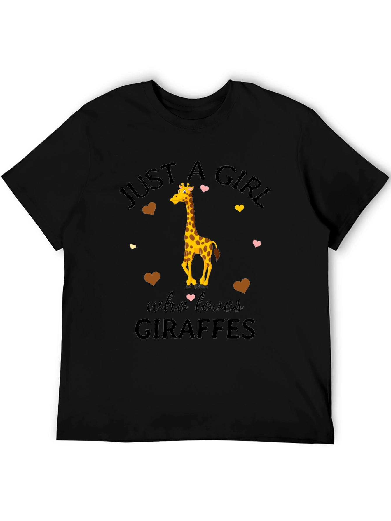 Black Just A Girl Who Loves Giraffes T-Shirt view 5