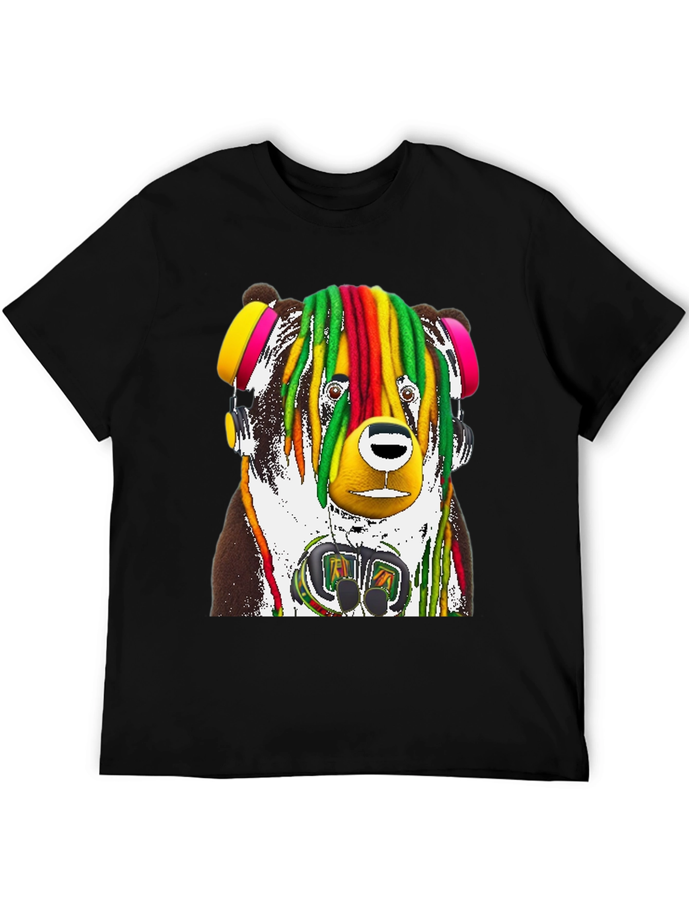 Black Rasta Bear Graphic Tee - Unique Design view 5