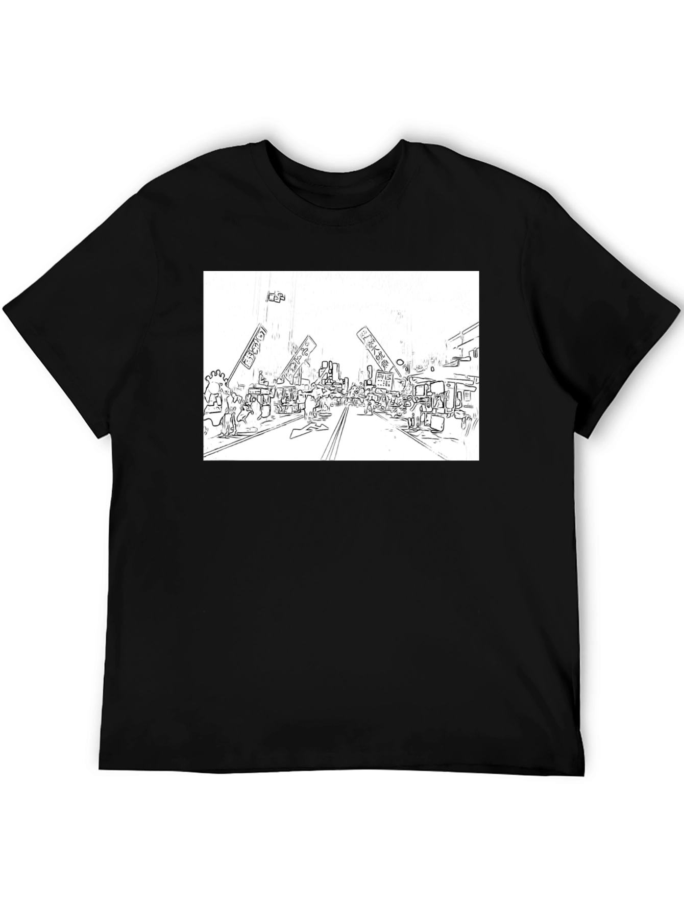 Black Black T-Shirt with Market Sketch Graphic view 5