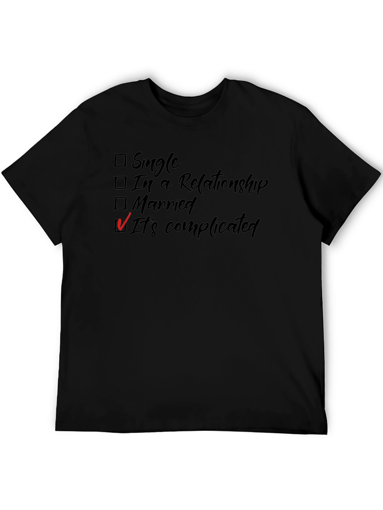 Black It's Complicated T-Shirt - Funny Relationship Status Tee view 5