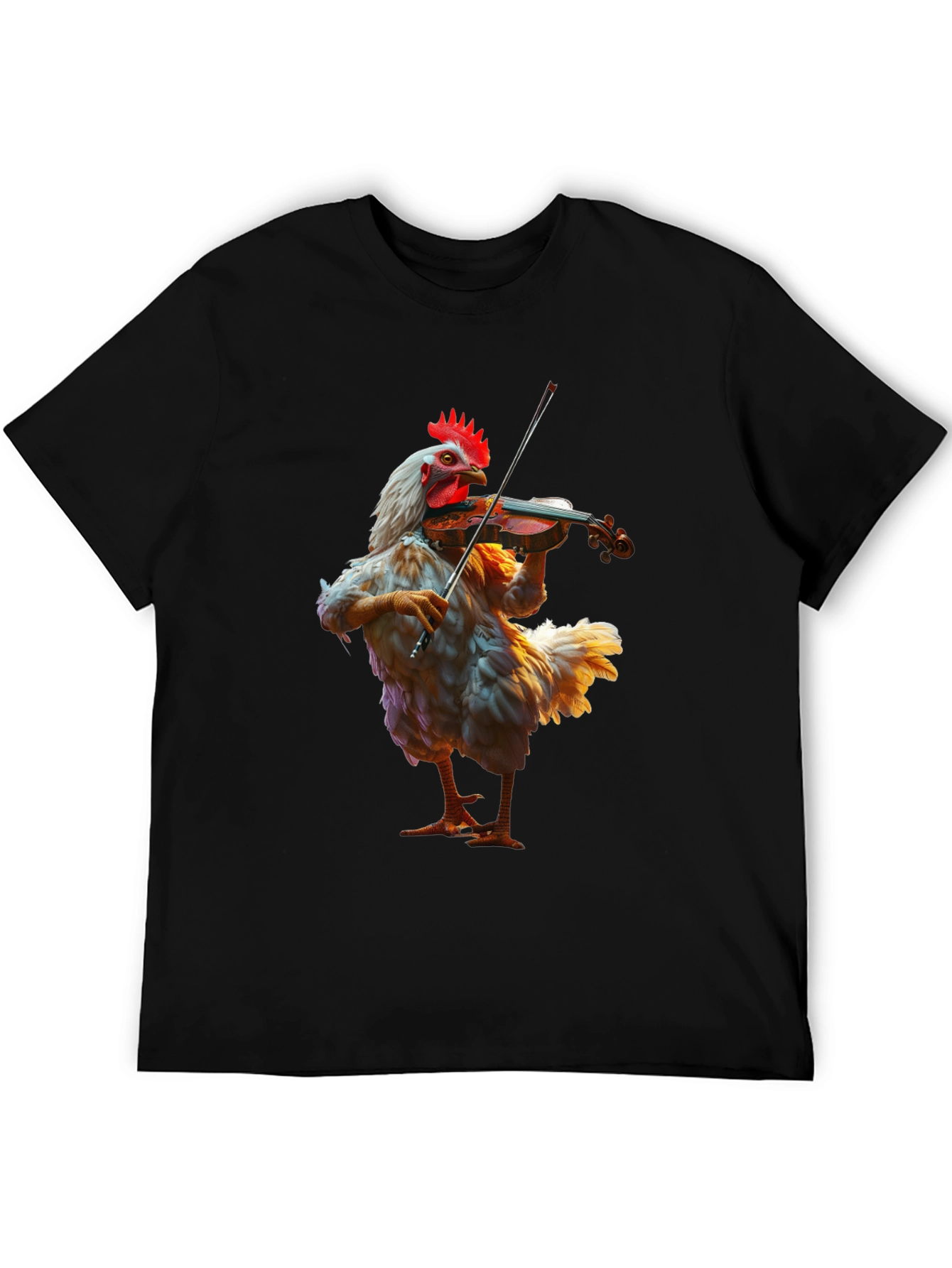 Black Chicken Playing Violin T-Shirt view 5