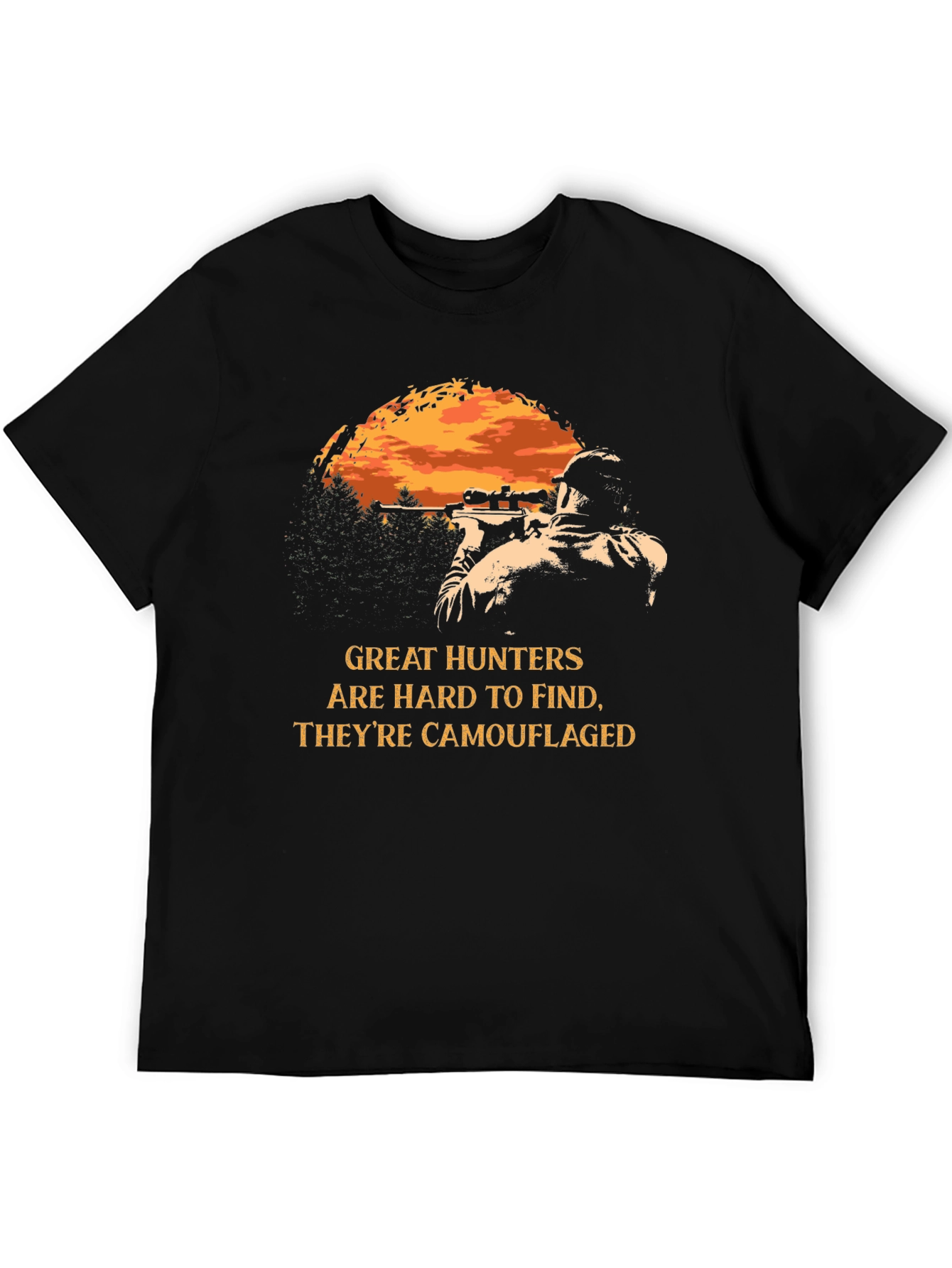 Black Great Hunters Camouflaged T-Shirt - Black view 5