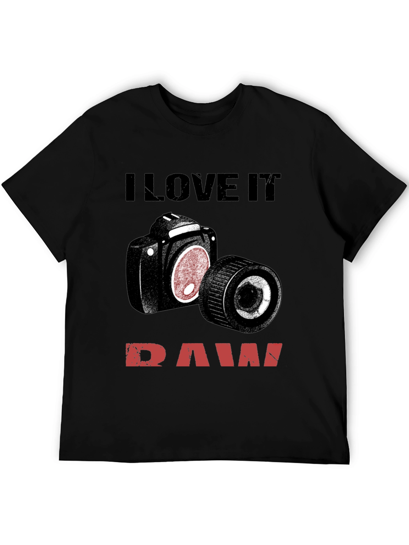 Black I Love It Raw Camera T-Shirt view 5