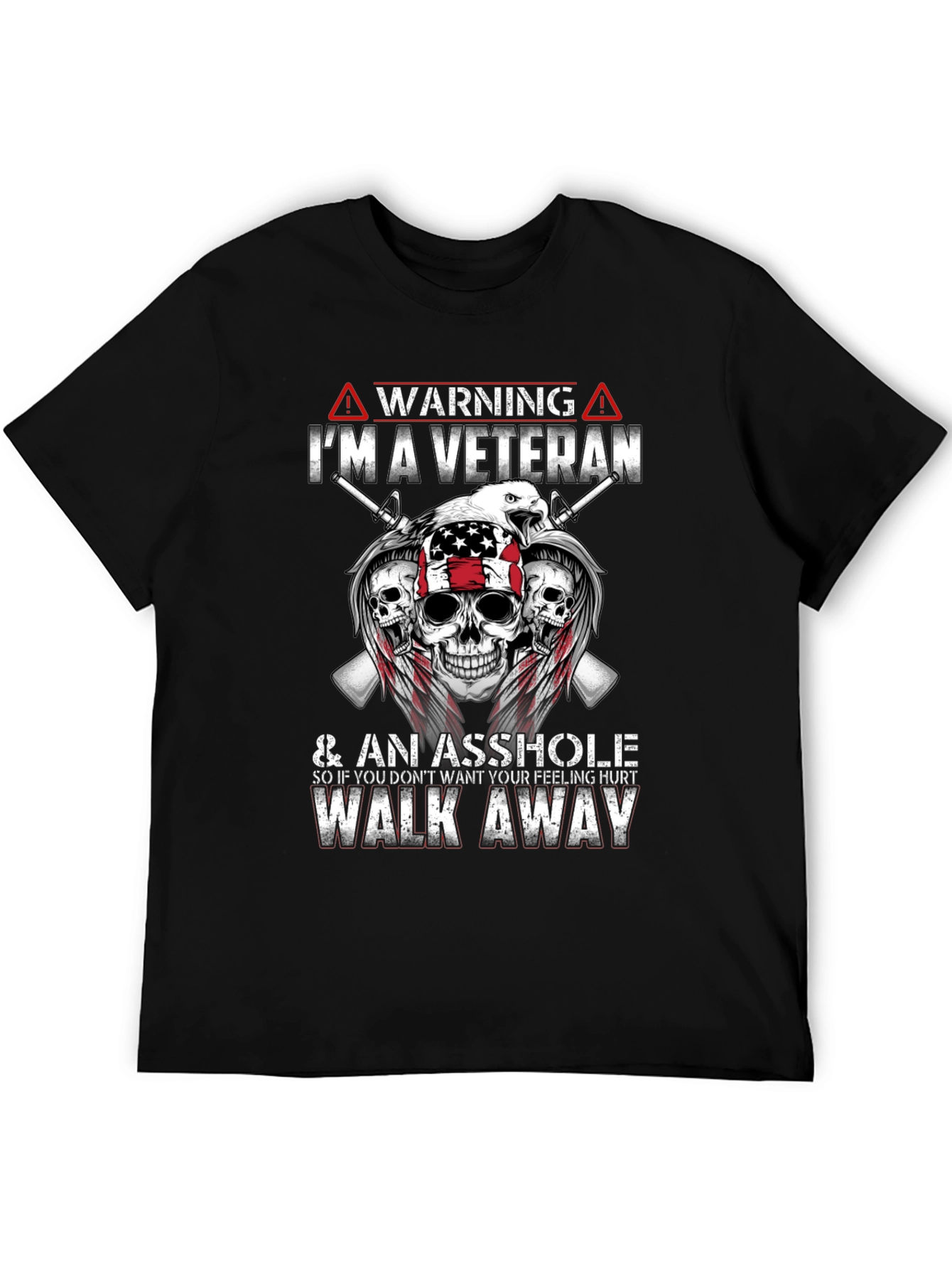 Black Warning Veteran Graphic Tee - Black view 5