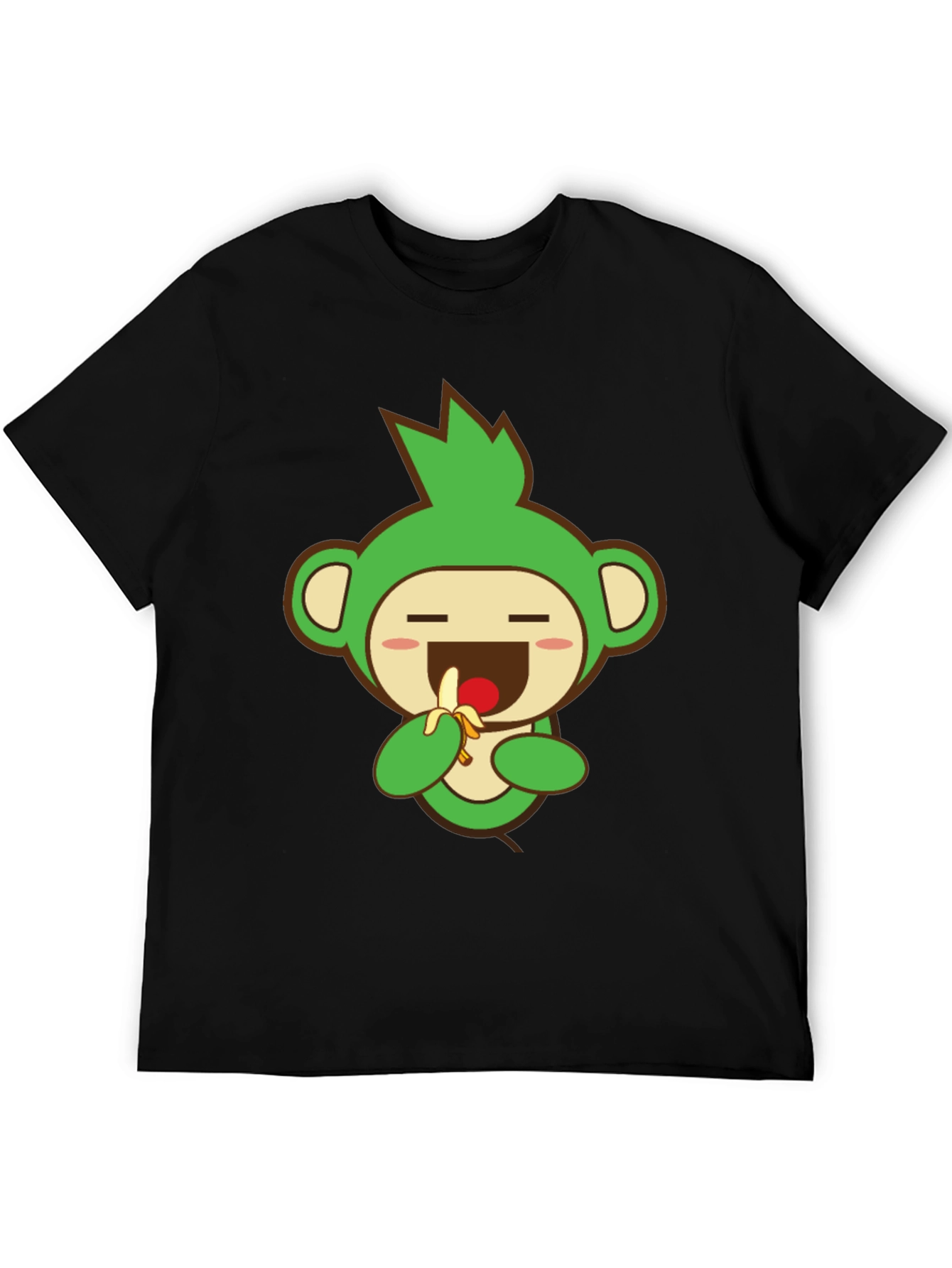 Black Cute Monkey Graphic Tee - Black Cotton Blend view 5