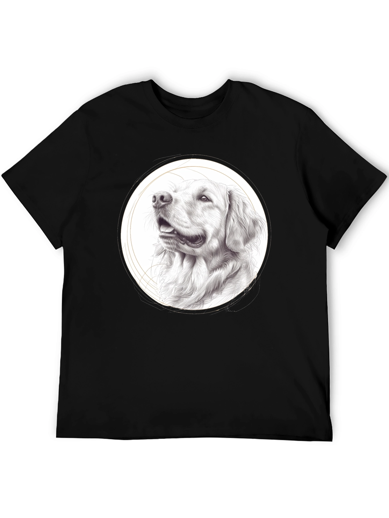 Black Dog Portrait Black T-Shirt - Artistic Pet Lover Tee view 5