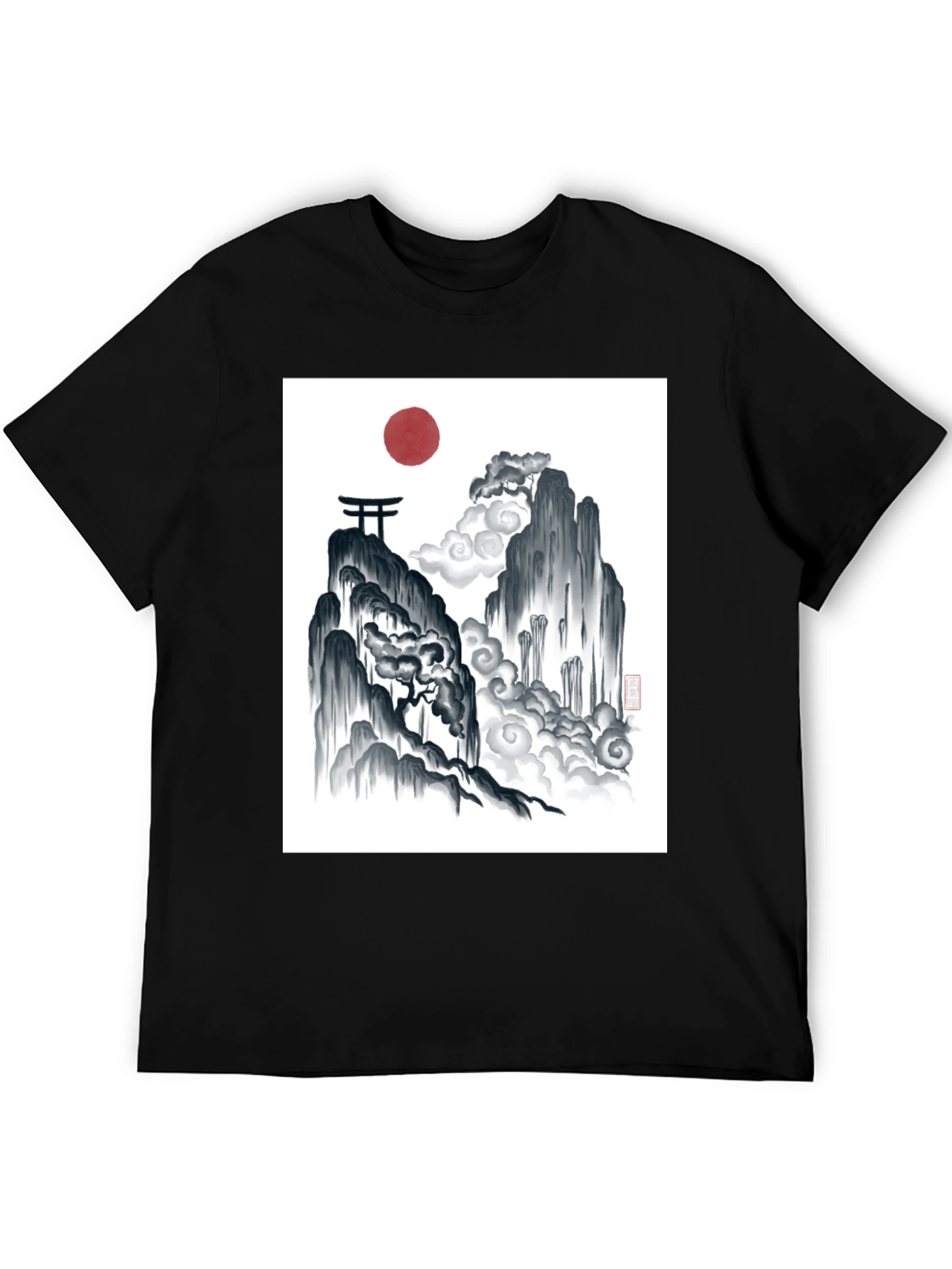 Black Zen Mountain Graphic Tee - Black Cotton Blend view 5