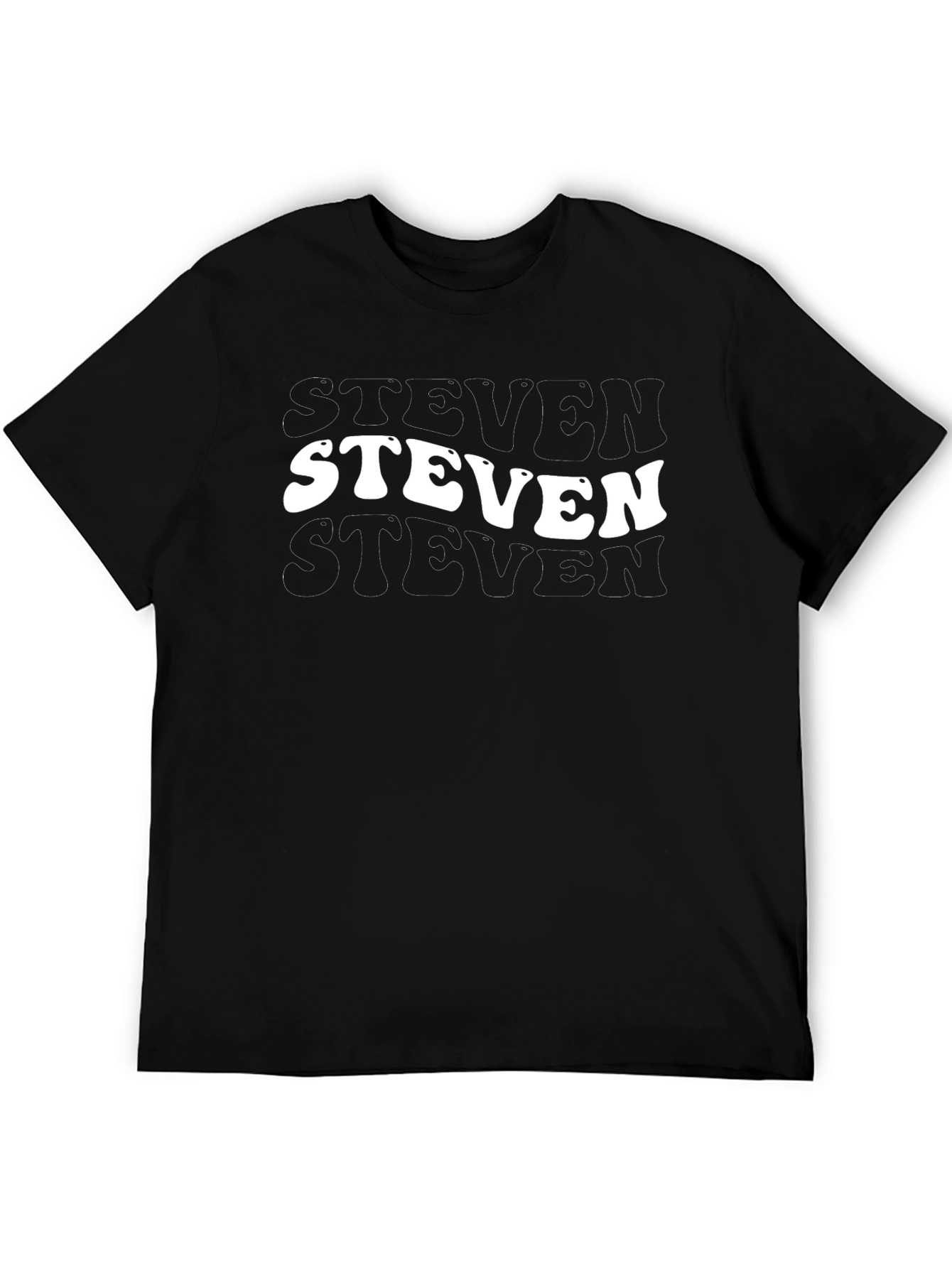 Black Retro "Steven" Graphic Print Black T-Shirt view 5