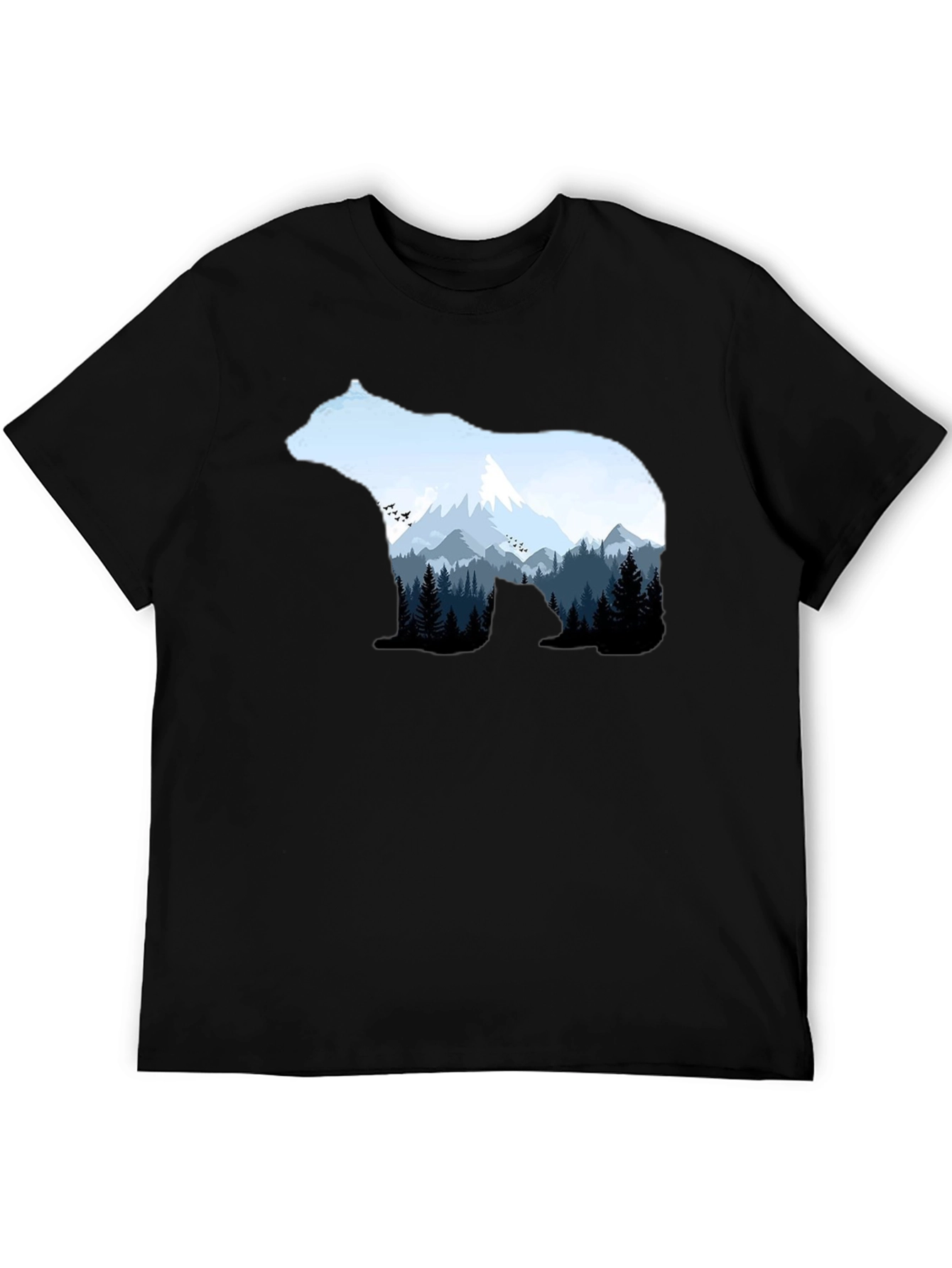Black Nature Bear Graphic Tee - Black Crew Neck T-Shirt view 5
