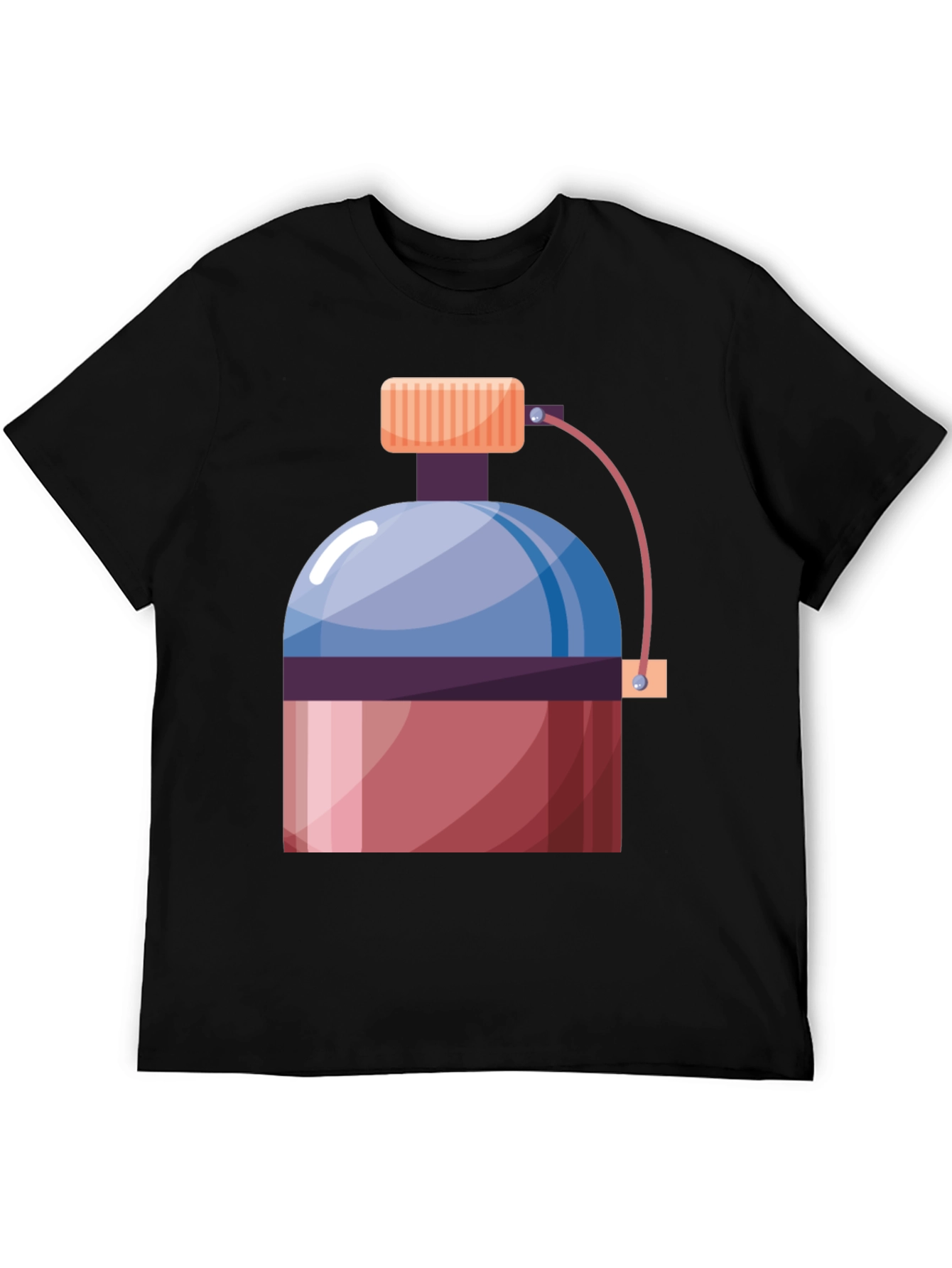 Black Fun Graphic Tee - Cartoon Water Bottle Black T-Shirt view 5