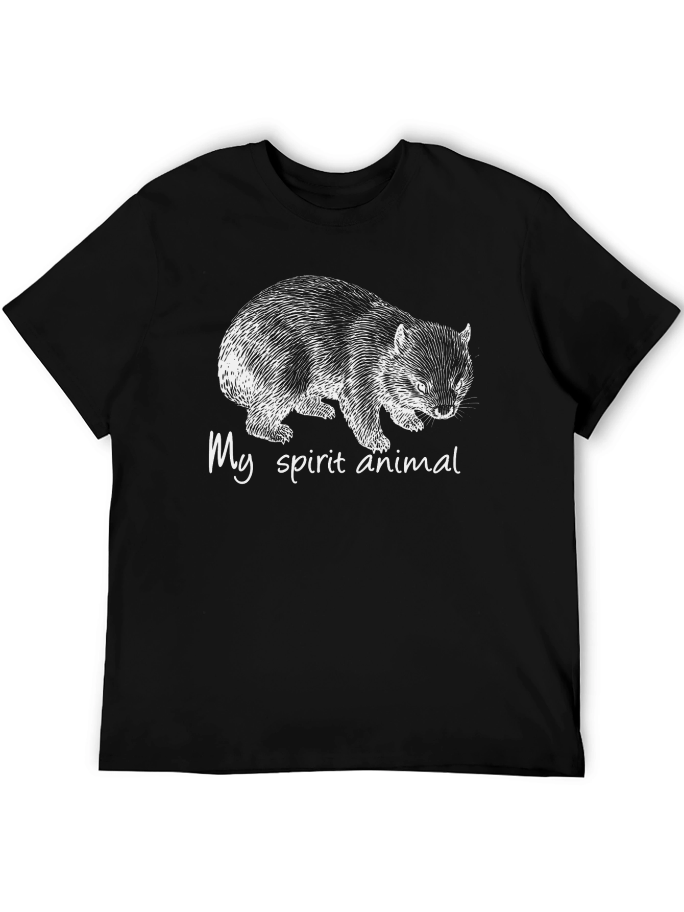 Black Wombat Spirit Animal Graphic T-Shirt view 5