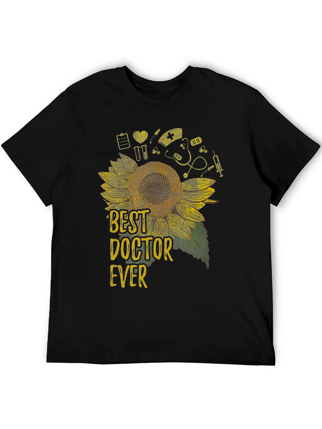 Black Best Doctor Ever Sunflower Graphic Tee view 5