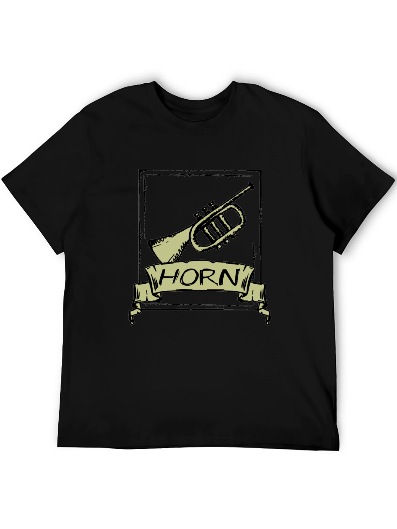 Black Vintage Horn T-Shirt - Musical Instrument Tee view 5
