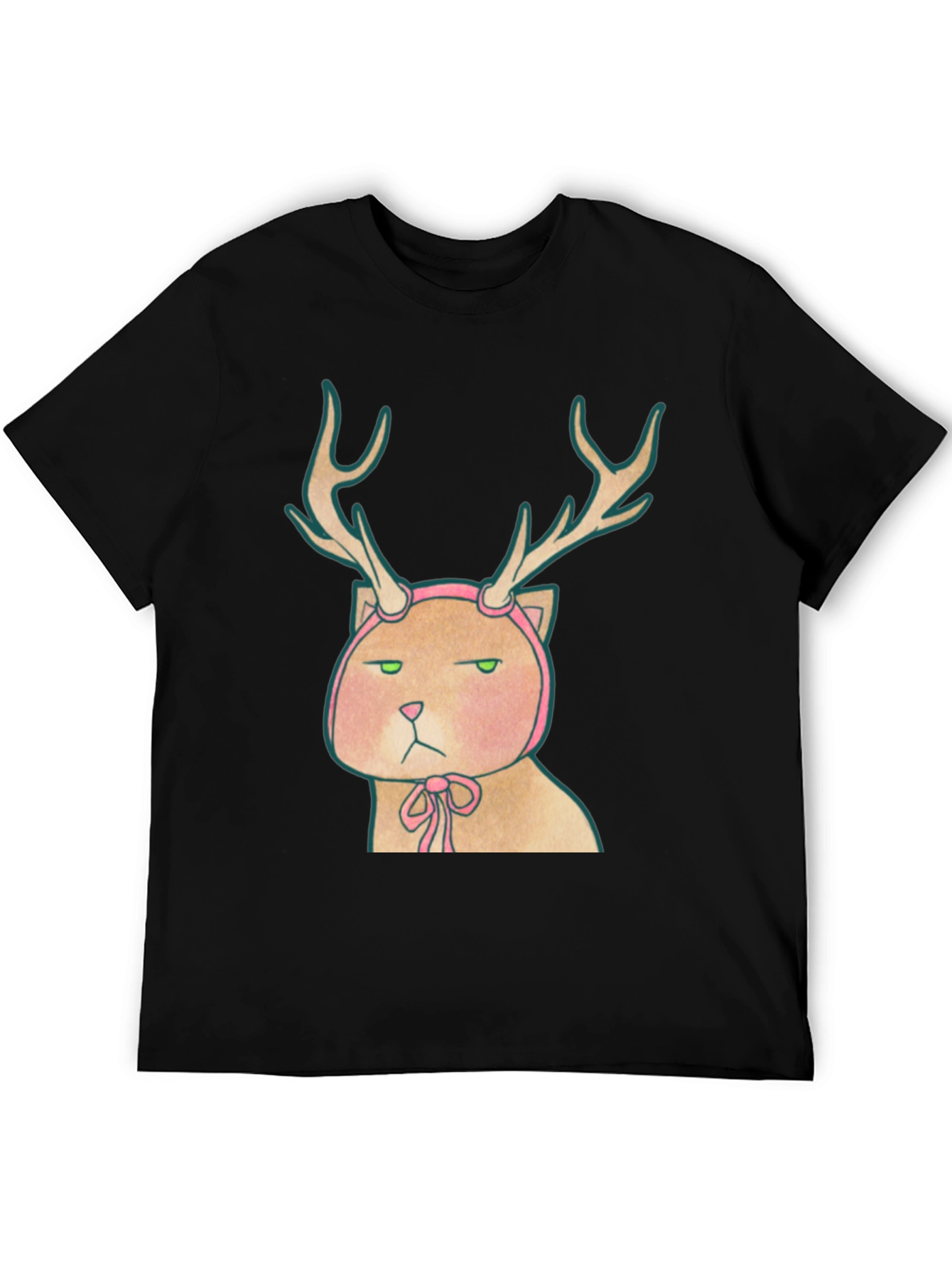 Black Cat Deer Graphic T-Shirt - Unisex Tee view 5