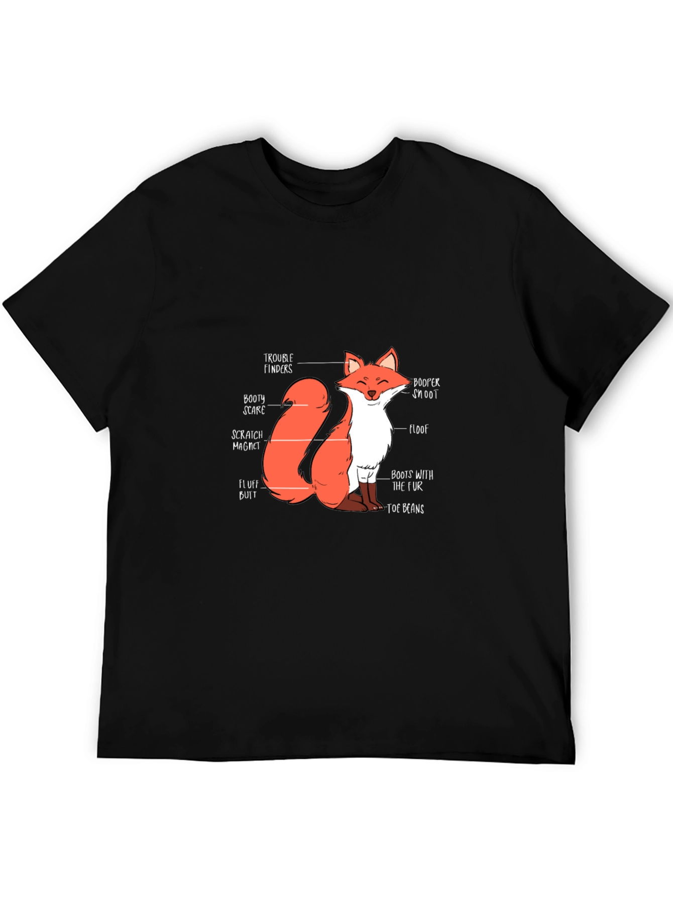Black Anatomy of a Fox Funny Black T-Shirt view 5