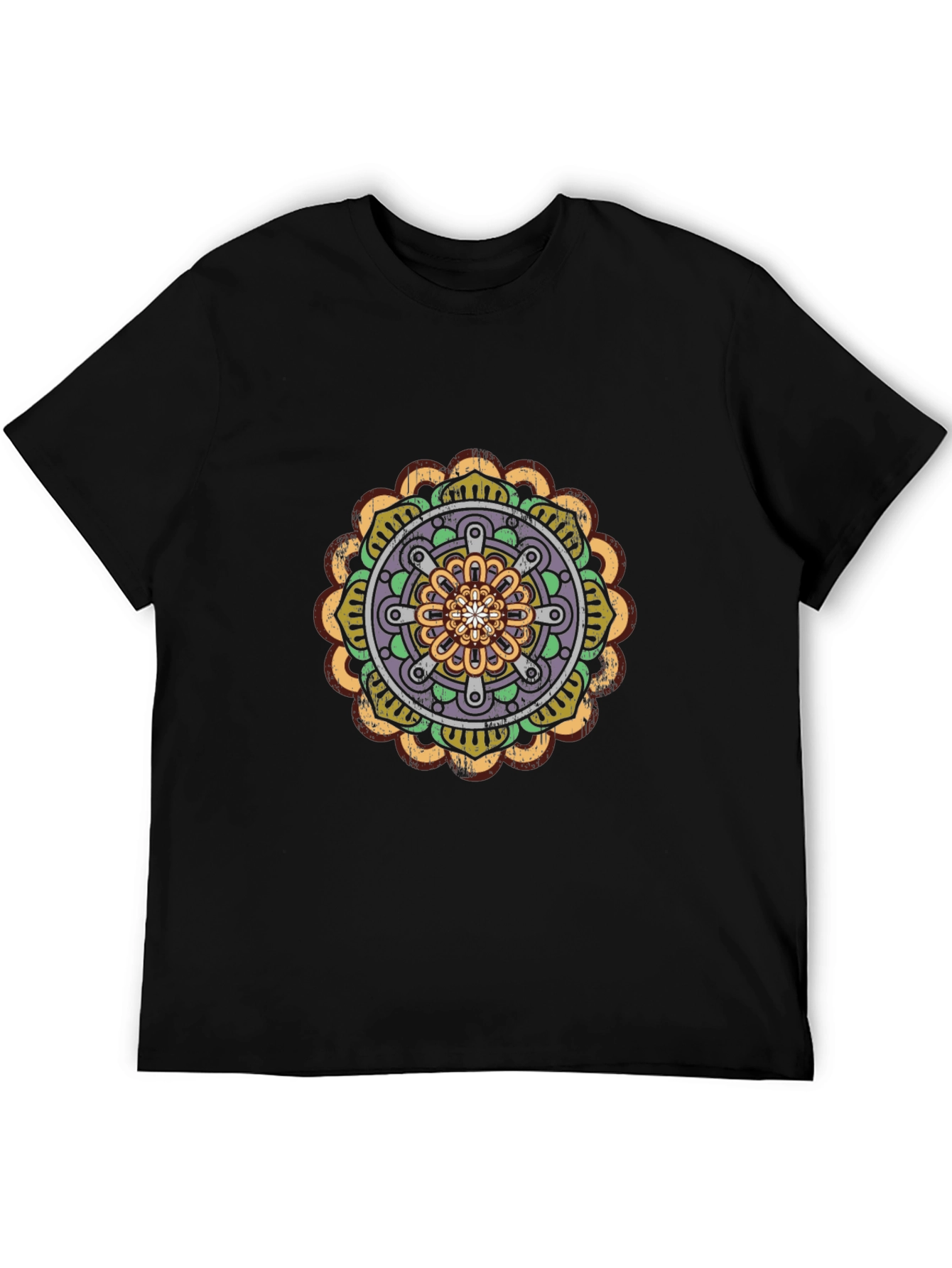 Black Black Mandala Graphic Tee - Stylish Men's Cotton T-Shirt view 5