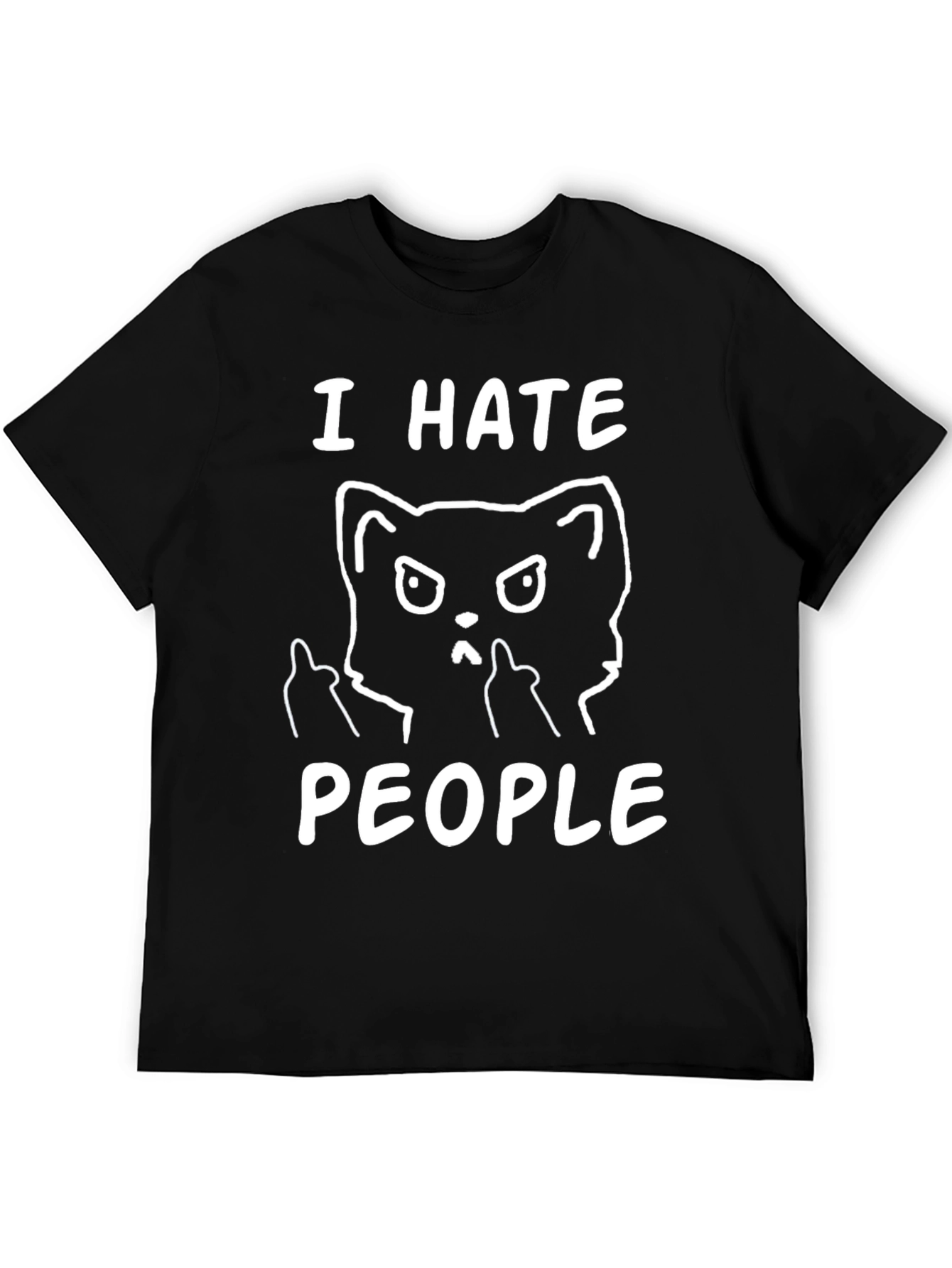 Black I Hate People Cat T-Shirt view 5