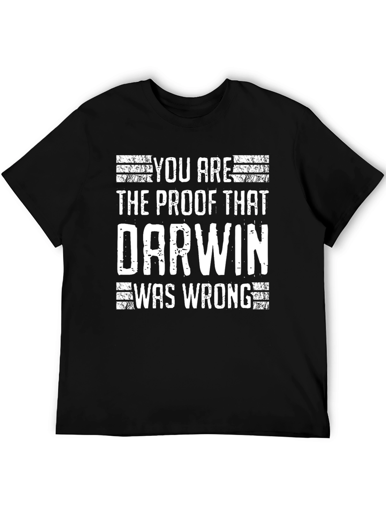 Black Darwin Was Wrong Graphic Tee - Mens Humor T-Shirt view 5