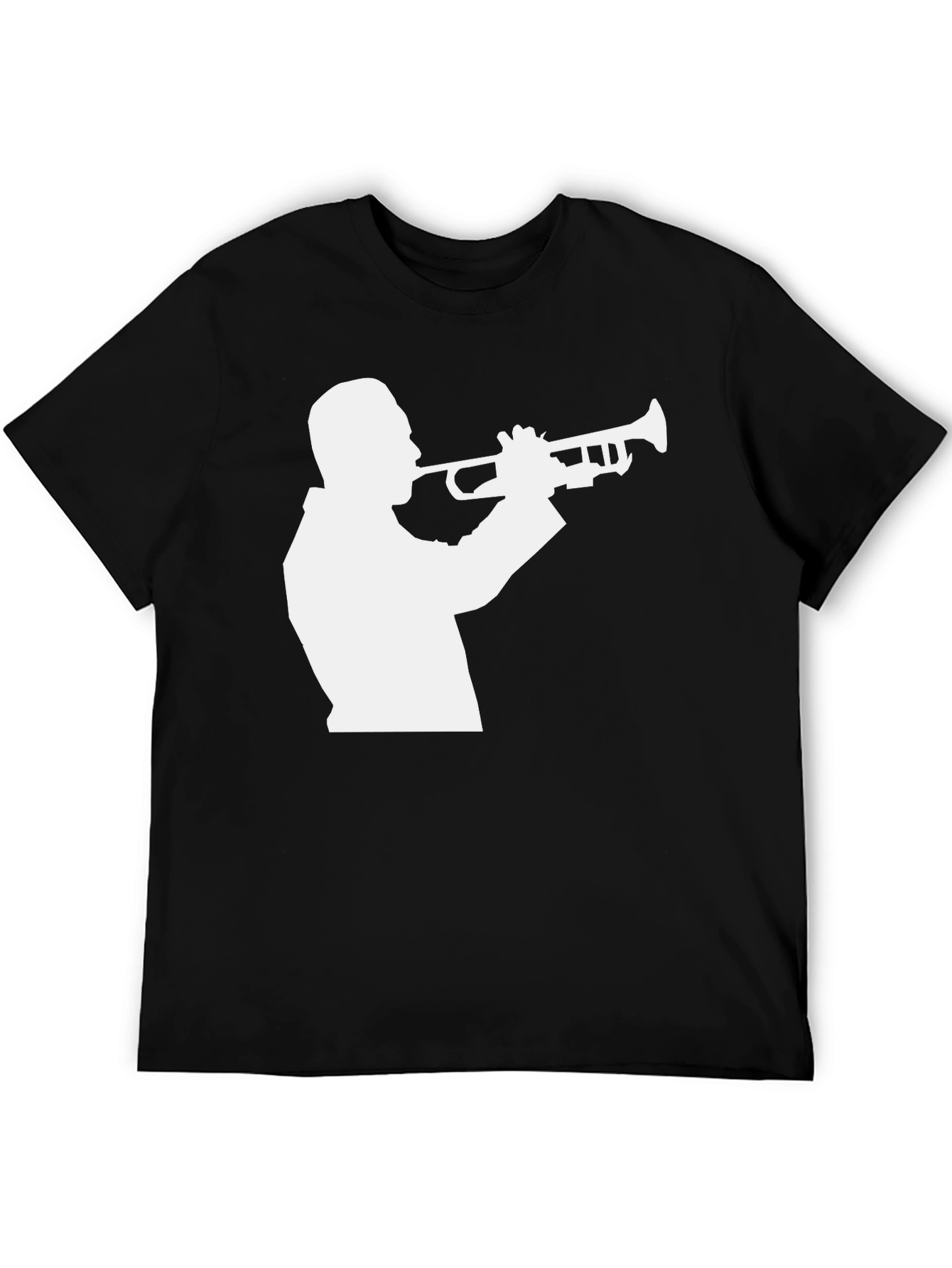 Black Jazz Trumpet Silhouette Graphic T-Shirt view 5