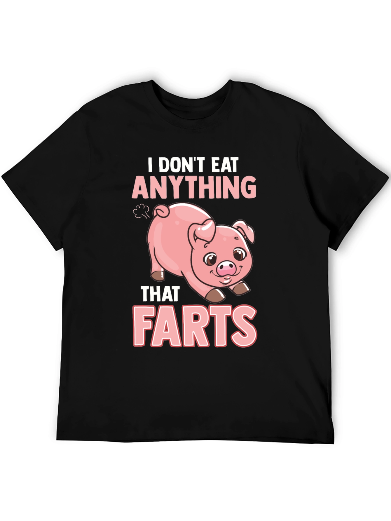 Black Vegan T-Shirt - I Don't Eat Anything That Farts view 5