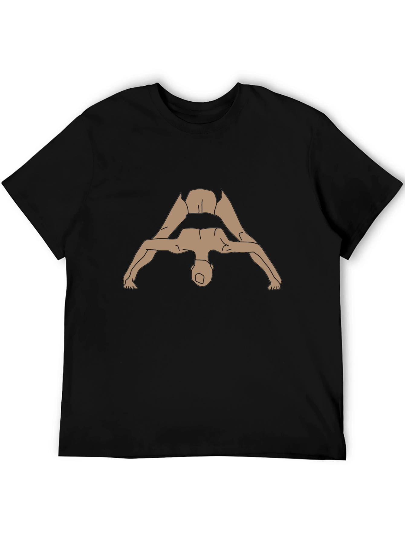 Black Yoga Pose Graphic Tee - Black Cotton T-Shirt view 5