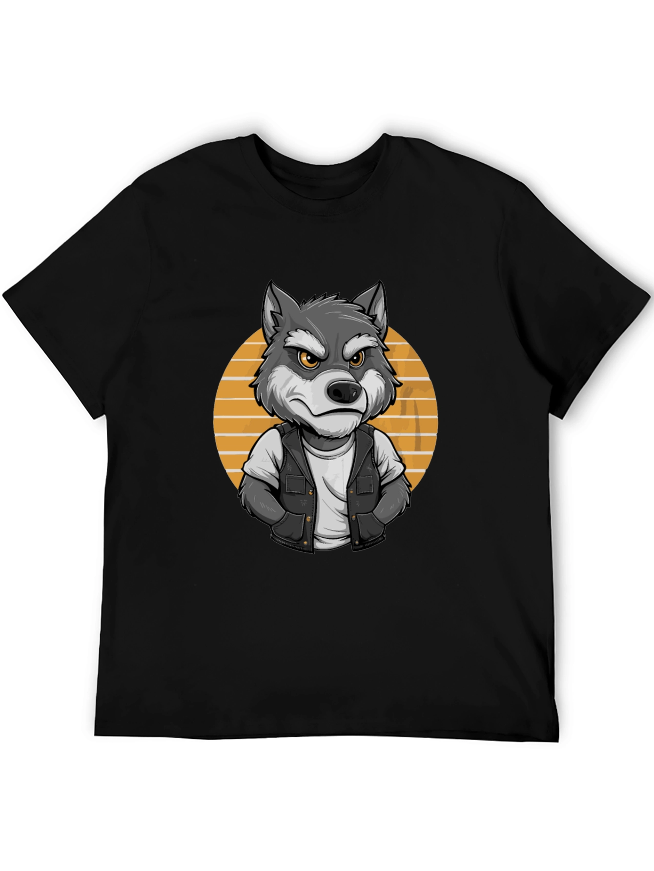 Black Cool Wolf Graphic Tee - Black T-Shirt view 5