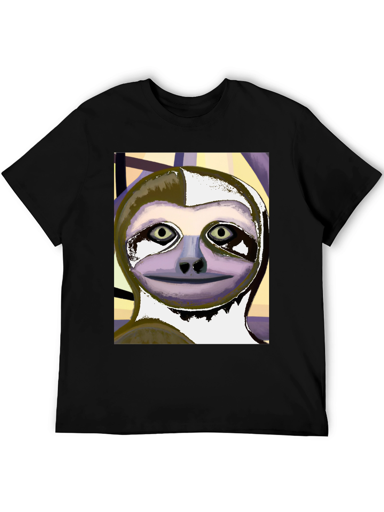 Black Sloth Art Tee - Black Unisex T-Shirt view 5