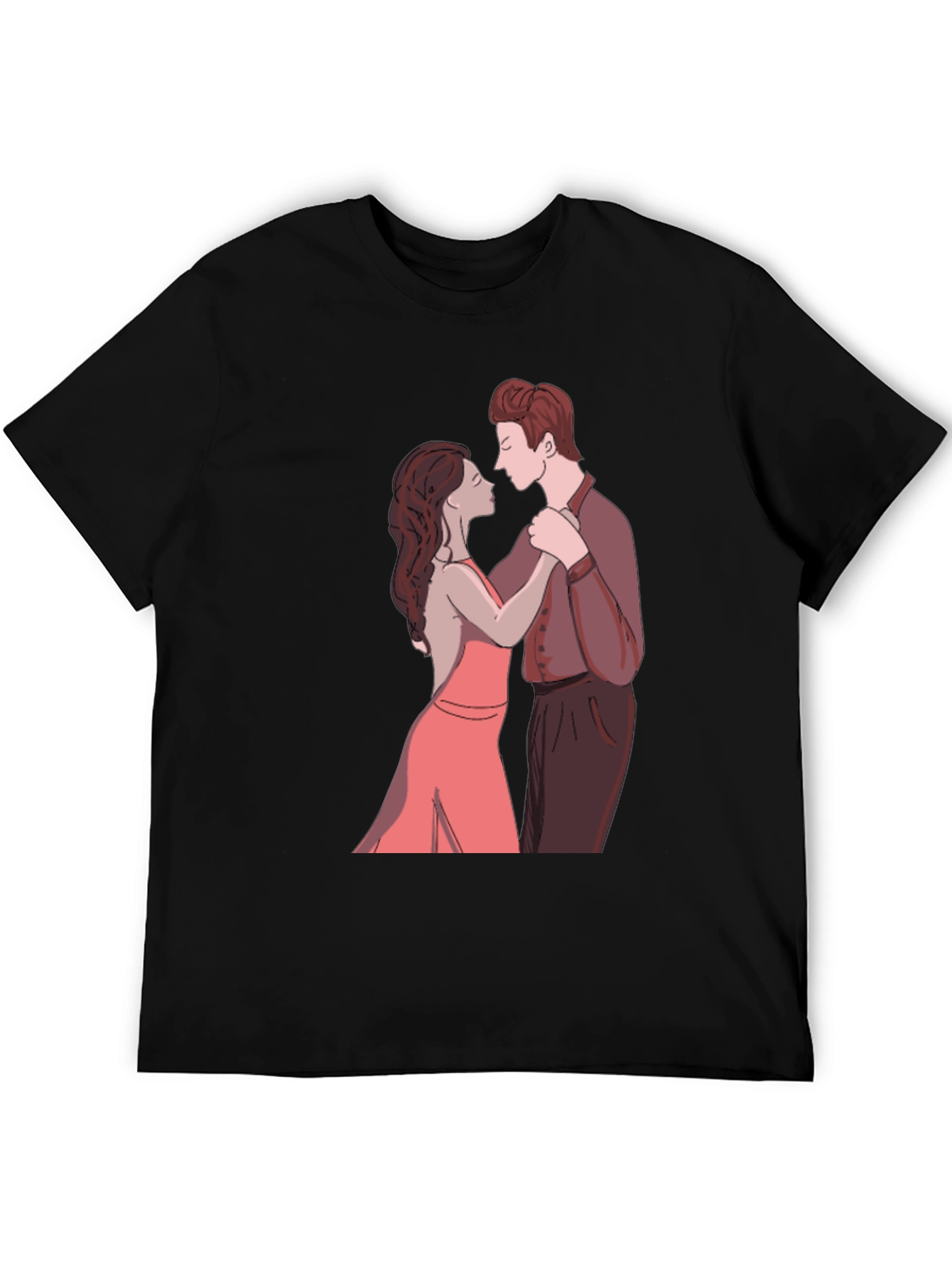 Black Romantic Dance Graphic Tee - Stylish Black T-Shirt view 5