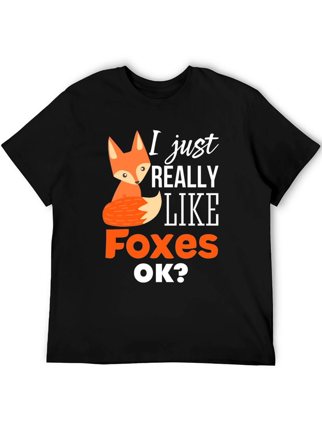 Black Cute Fox Graphic Tee - I Just Really Like Foxes view 5