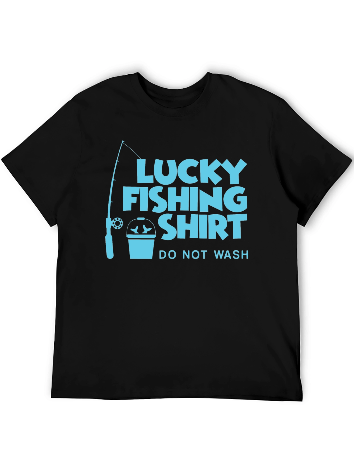 Black Lucky Fishing Shirt - Novelty Graphic Tee view 5