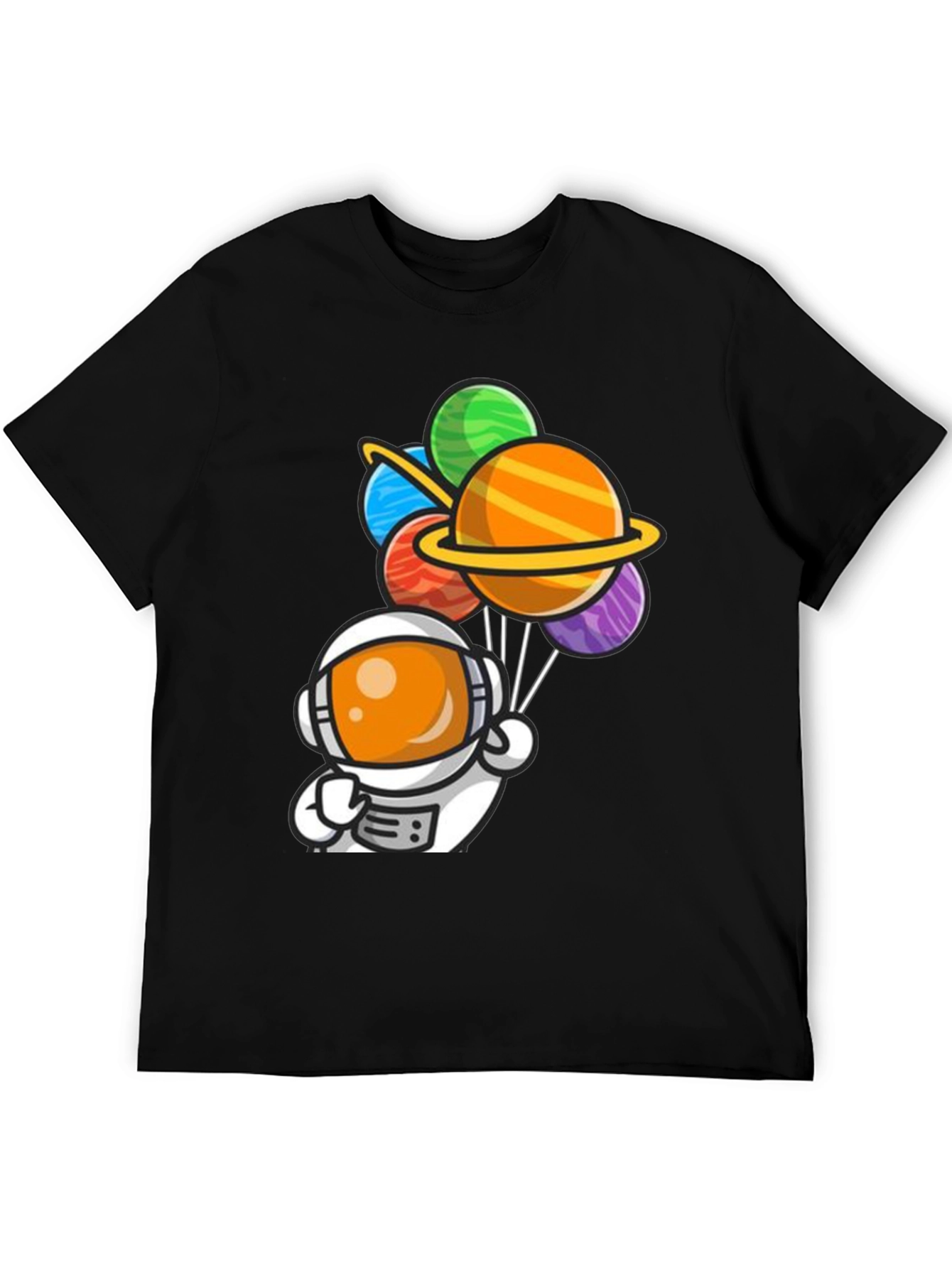 Black Astronaut Planet Balloons Graphic Tee view 5