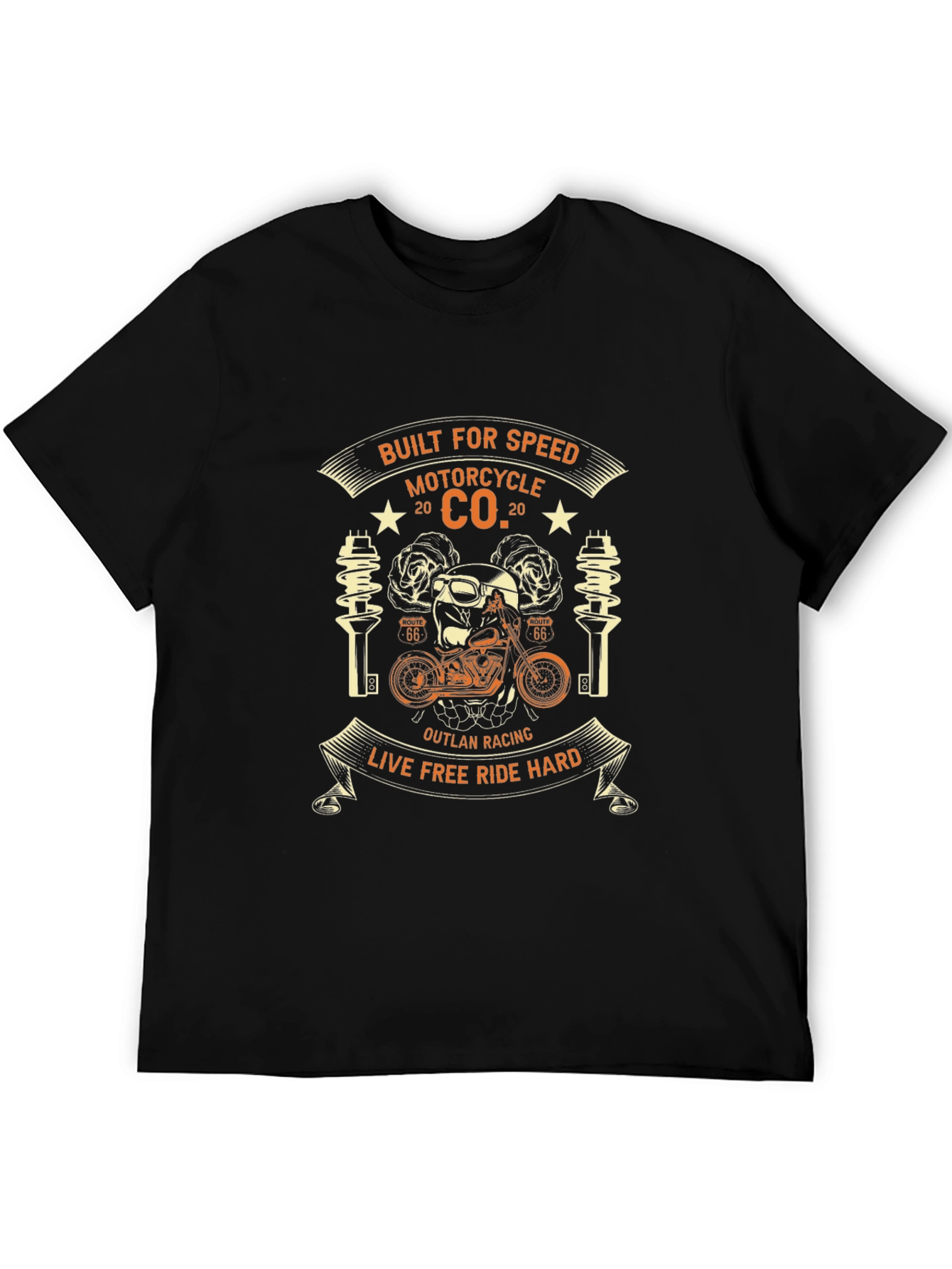Black Built for Speed Motorcycle Graphic T-Shirt view 5