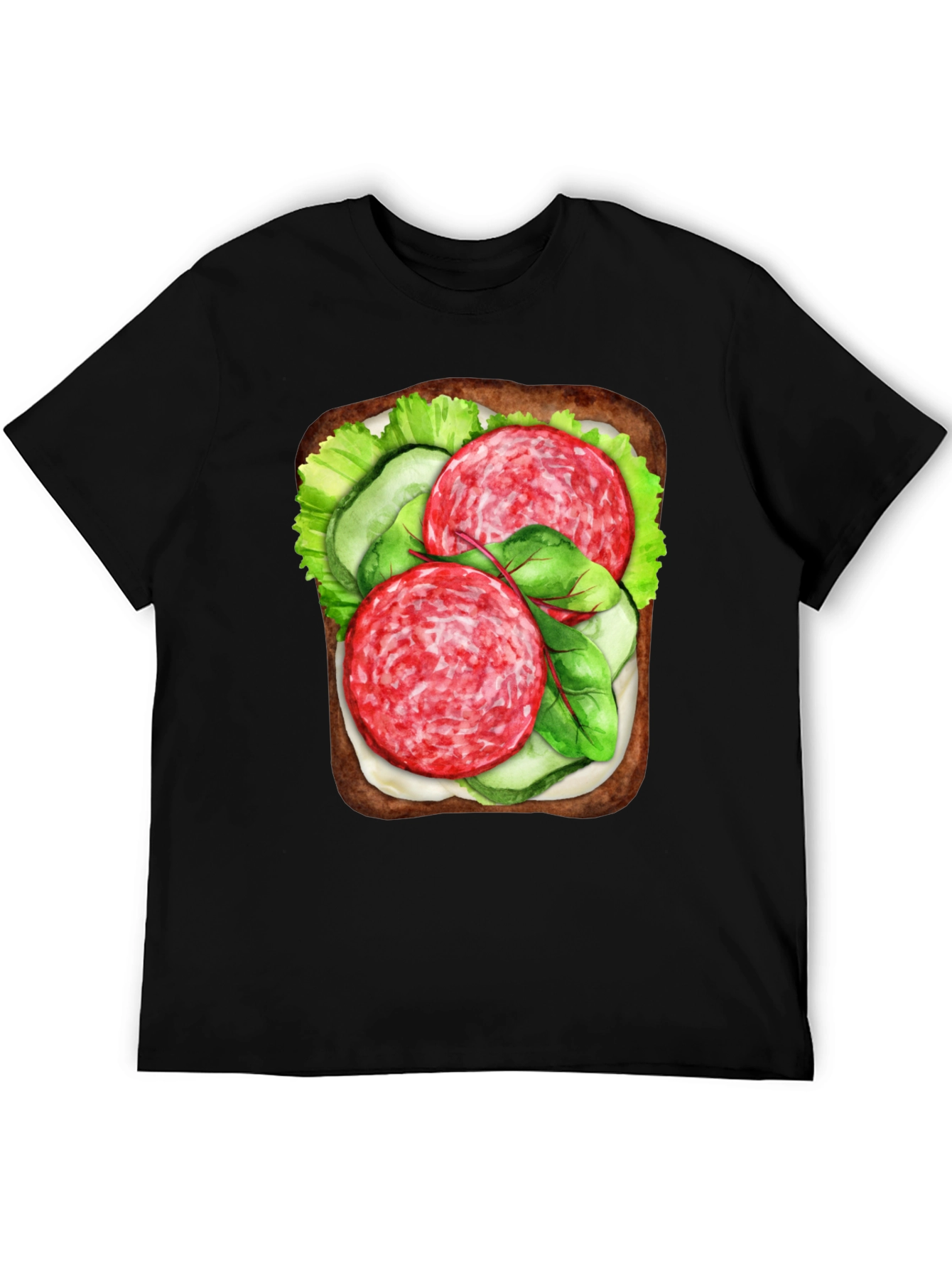 Black Funny Sandwich Graphic Tee - Foodie T-Shirt view 5