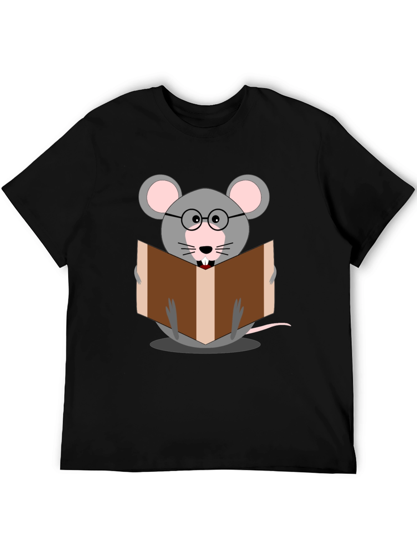 Black Bookworm Mouse Graphic Tee - Read in Style view 5