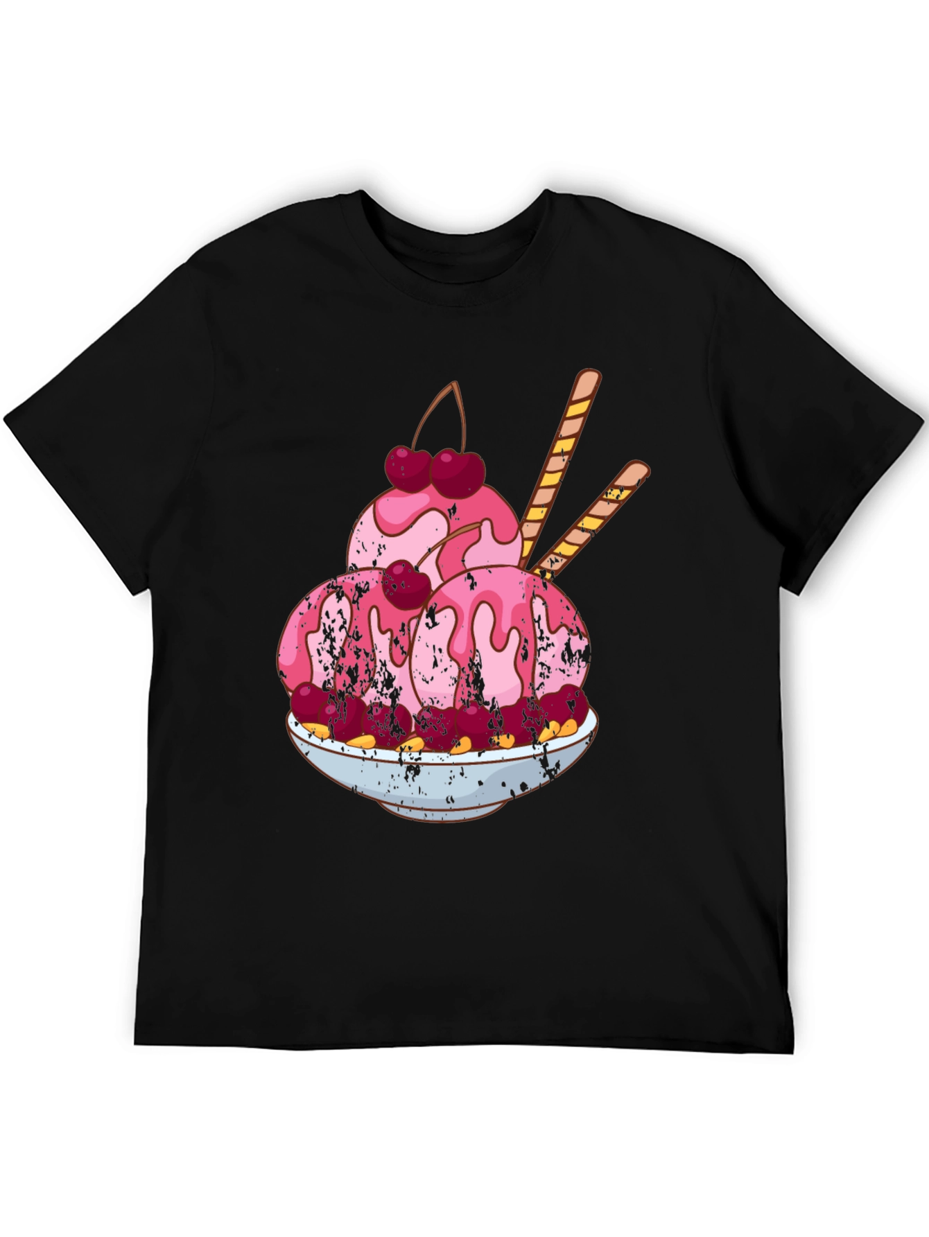 Black Ice Cream Sundae Graphic T-Shirt - Fun Foodie Tee view 5