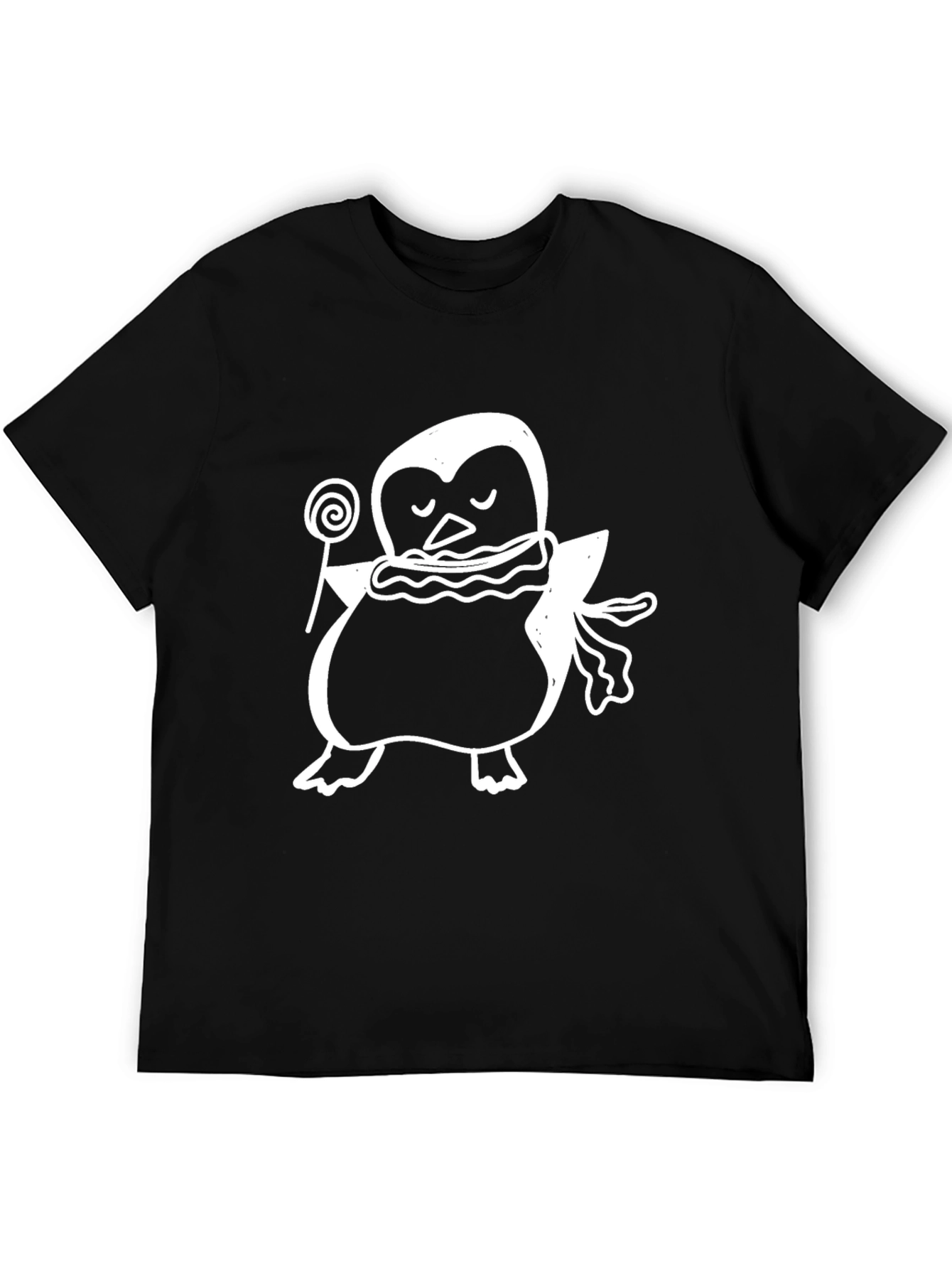 Black Penguin Lollipop Black T-Shirt - Cute Animal Tee view 5