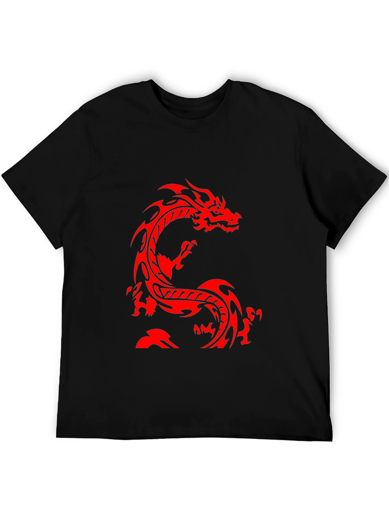 Black Red Dragon Graphic Black T-Shirt - Casual Style view 5