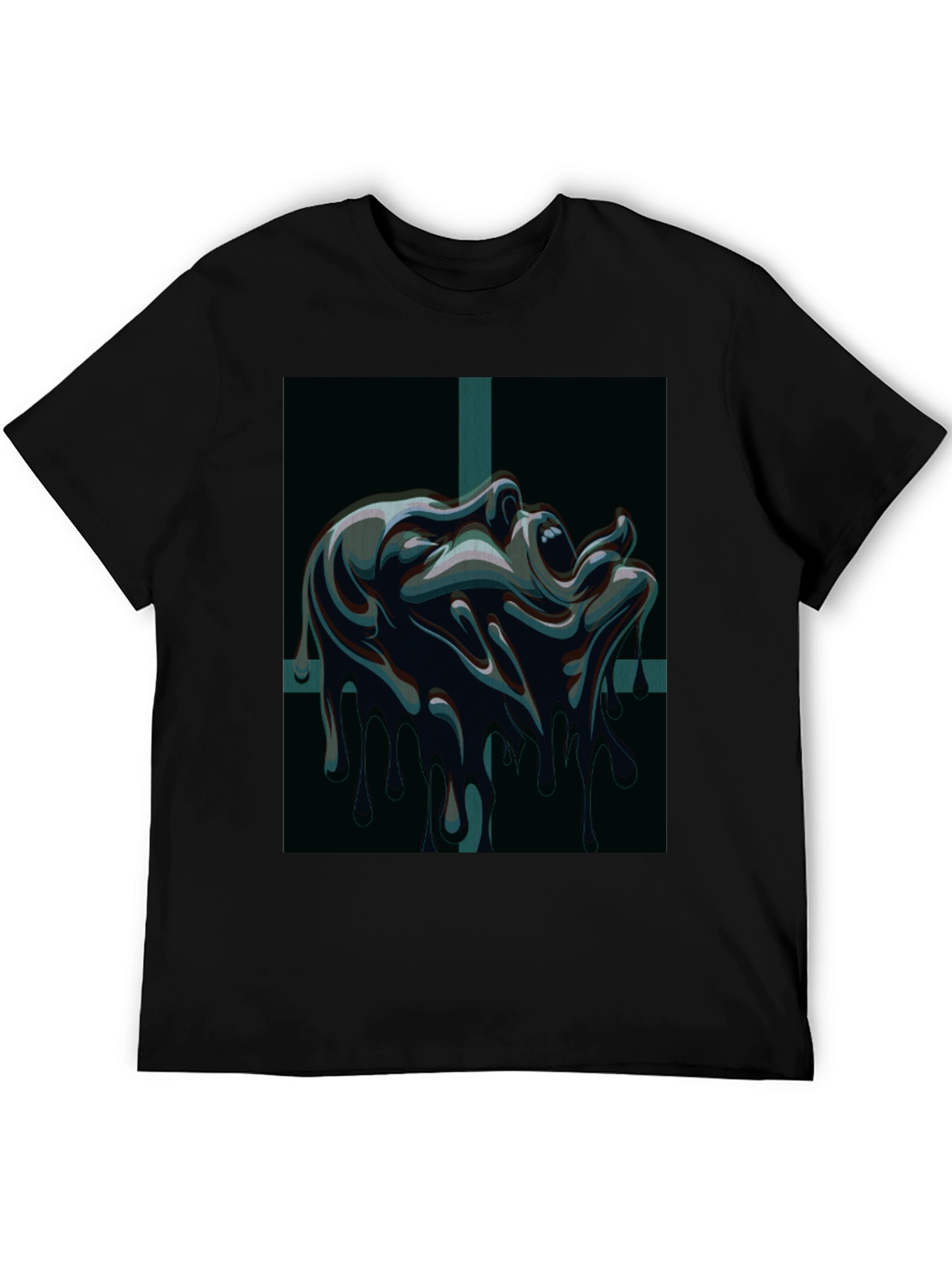 Black Melting Face Graphic Tee - Dark & Edgy Design view 5