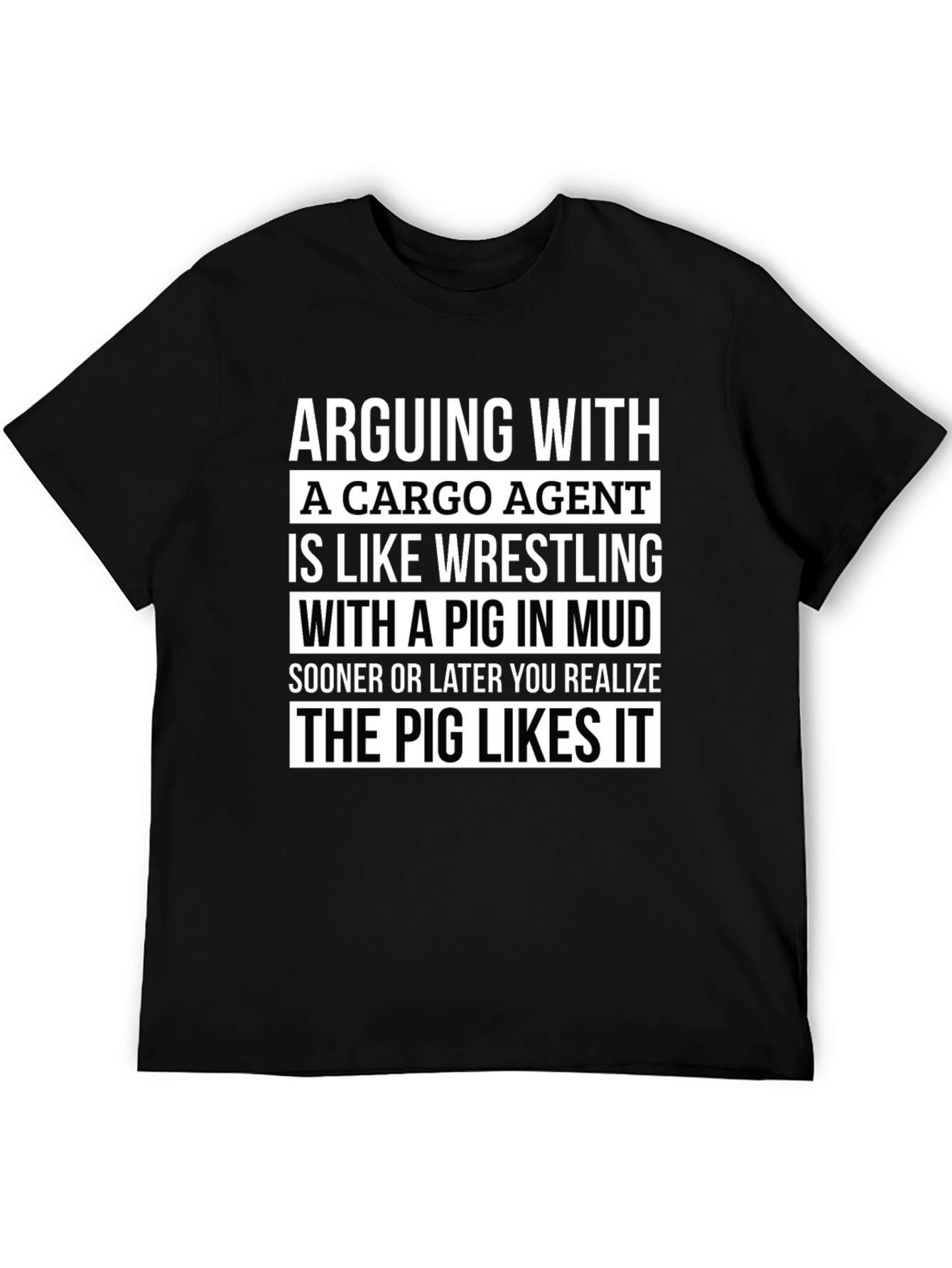 Black Cargo Agent Pig T-Shirt - Funny Job Tee view 5
