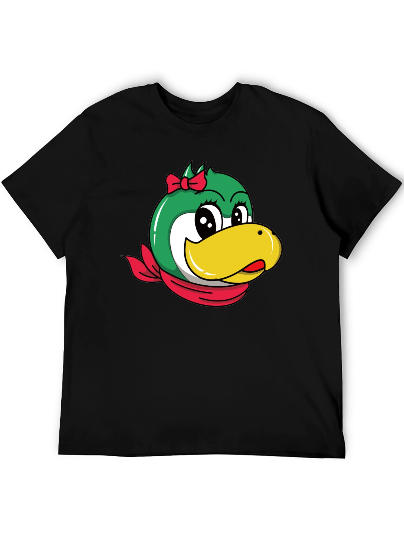 Black Cartoon Duck Head Graphic T-Shirt view 5
