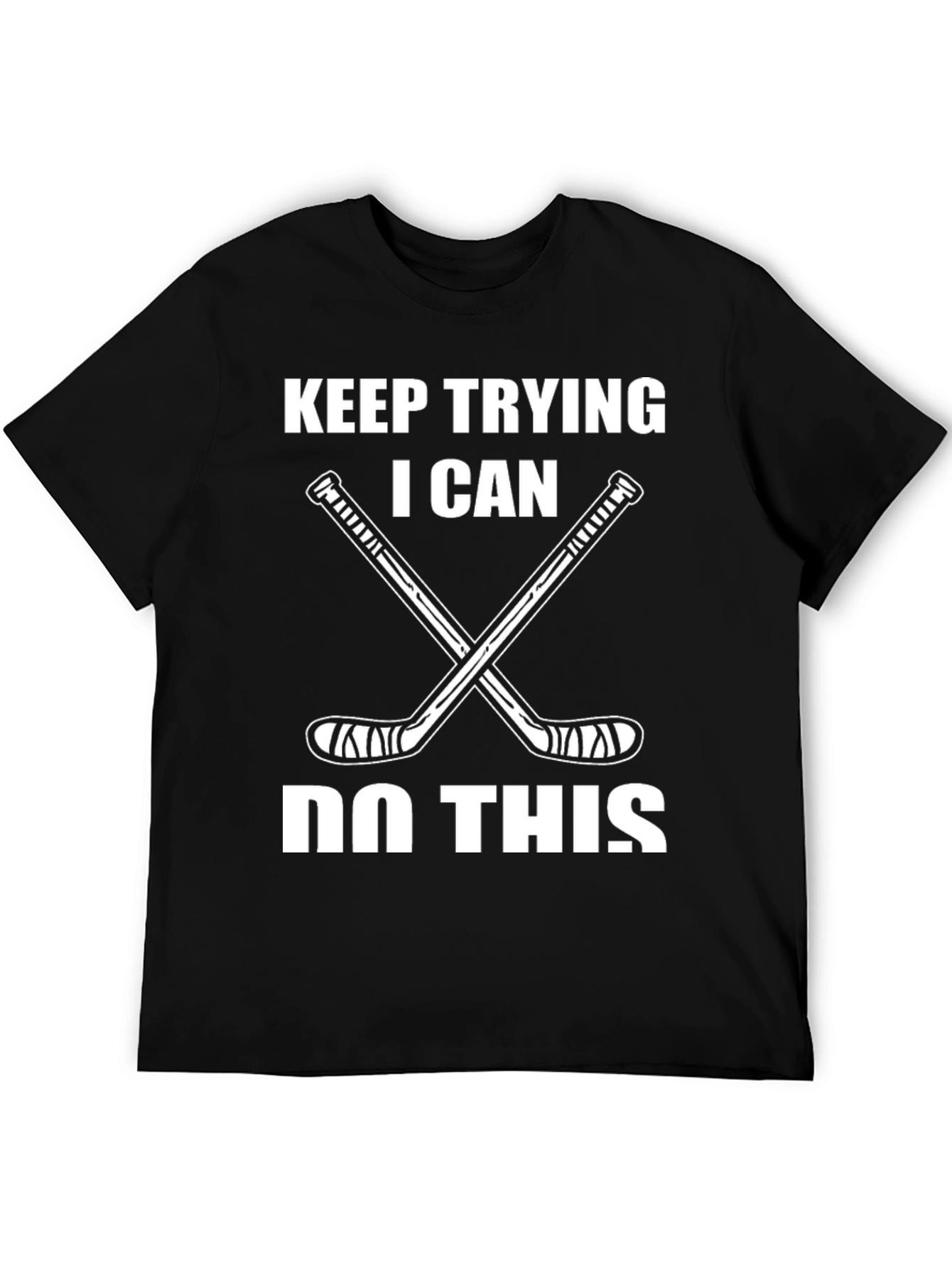 Black Keep Trying Hockey T-Shirt view 5