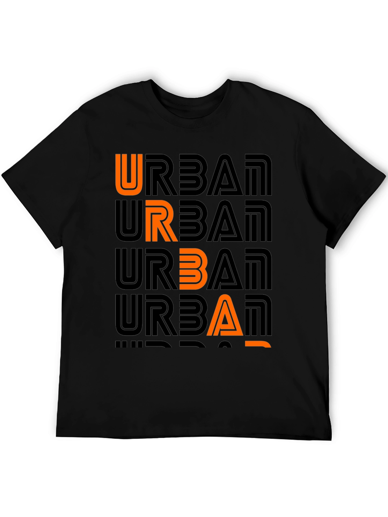 Black Urban Graphic Print Crew Neck T-Shirt view 5
