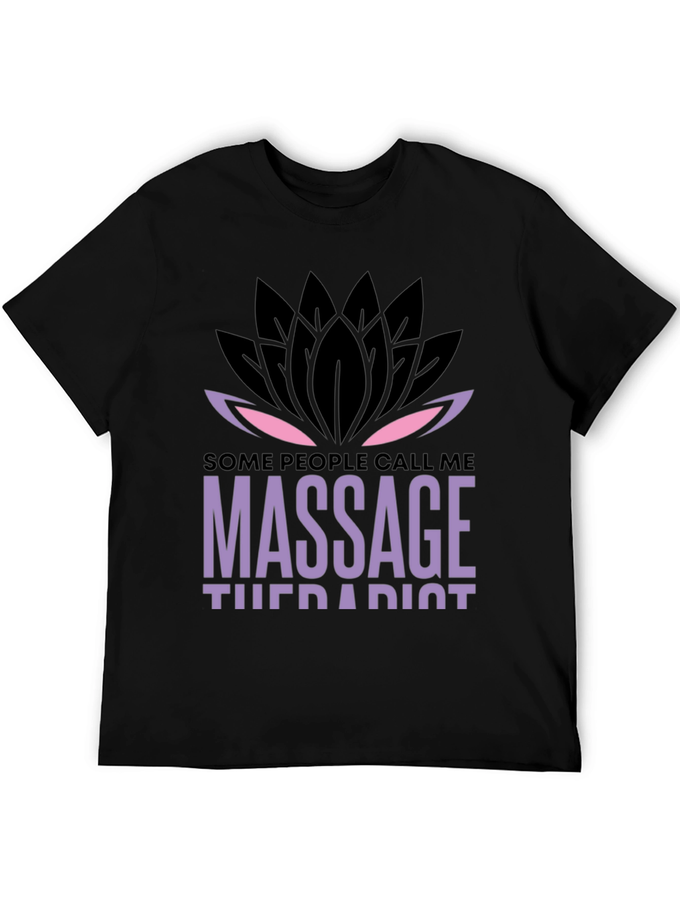 Black Massage Therapist Lotus Graphic T-Shirt - Unique Design view 5