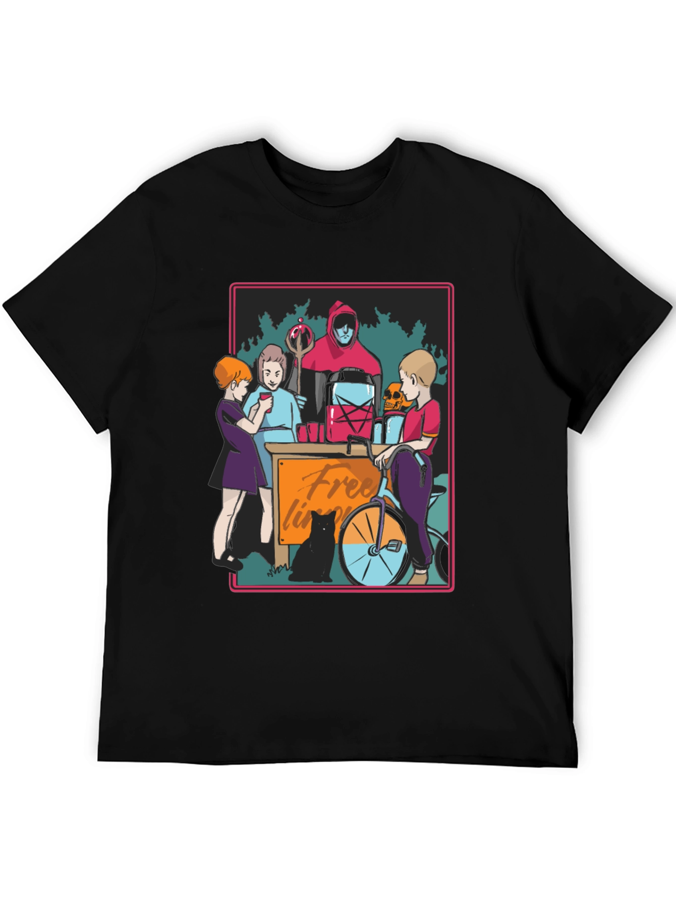 Black Cartoon Graphic Print Tee view 5